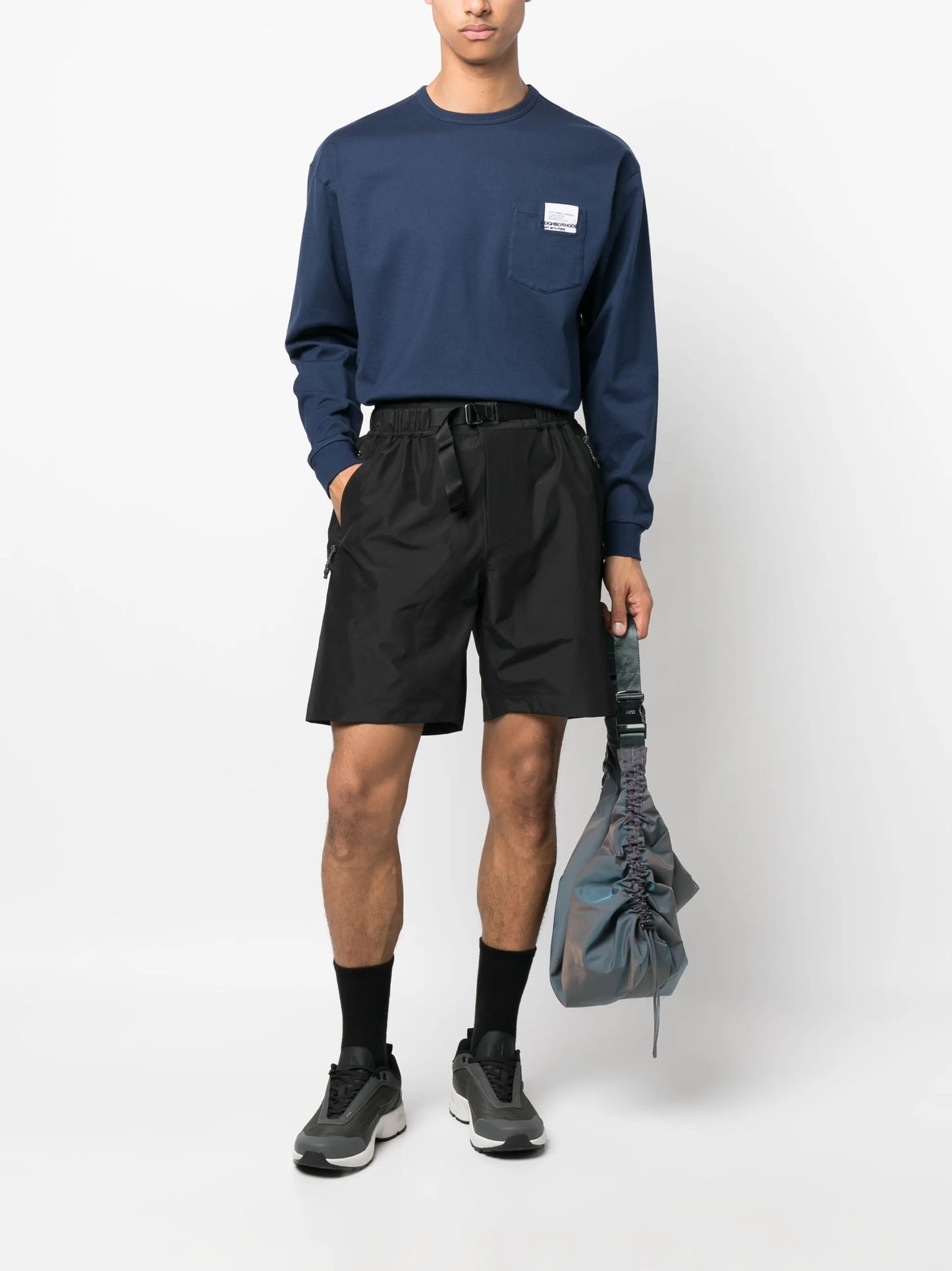 belted running shorts