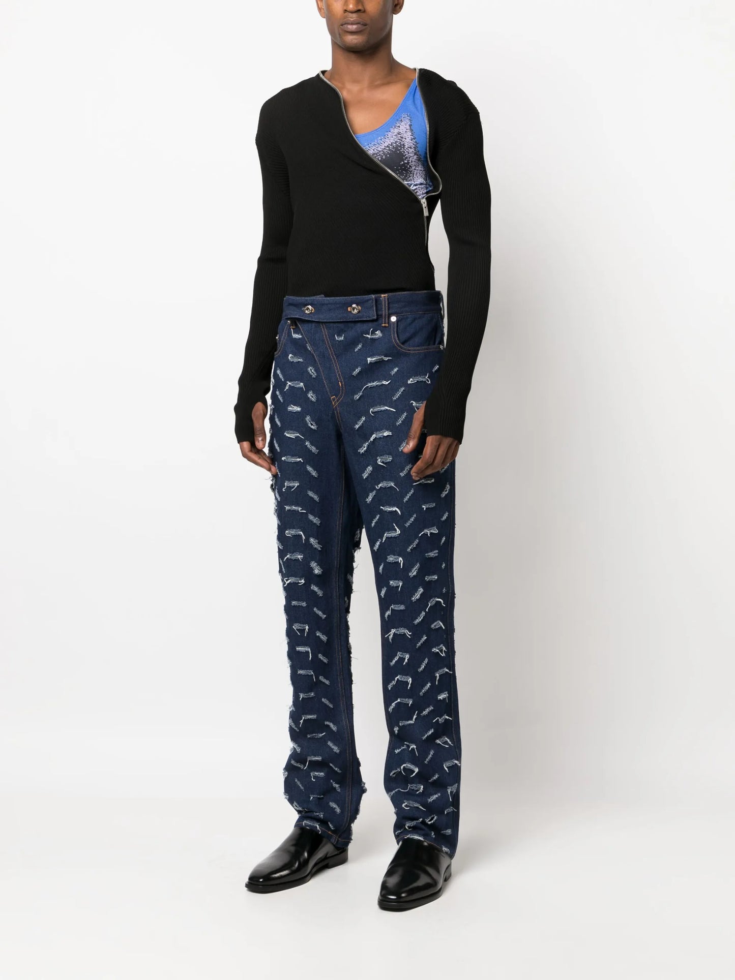 high-waist bootcut jeans