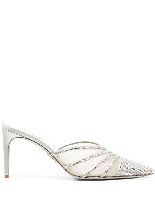 Bridal 80mm crystal-embellished mules