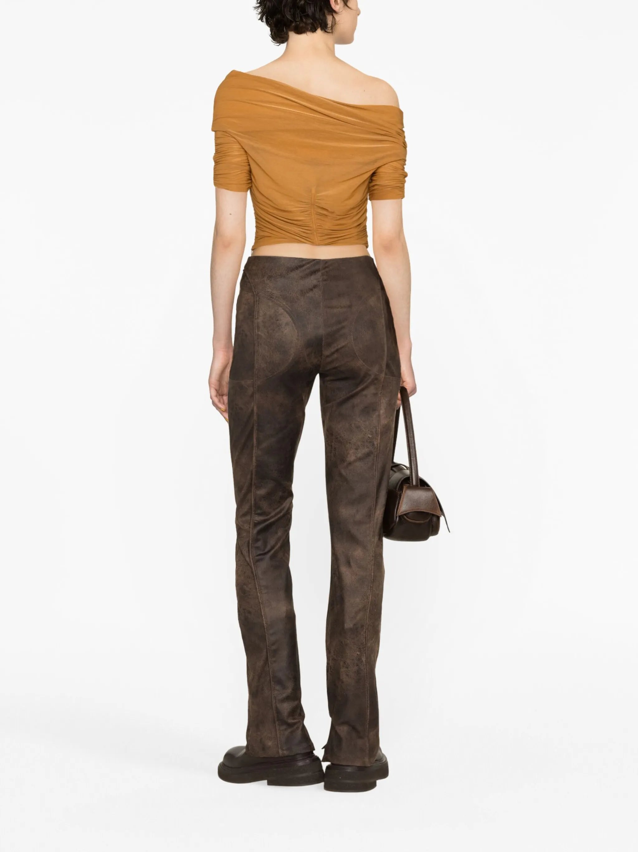 cracked-effect faux-leather trousers
