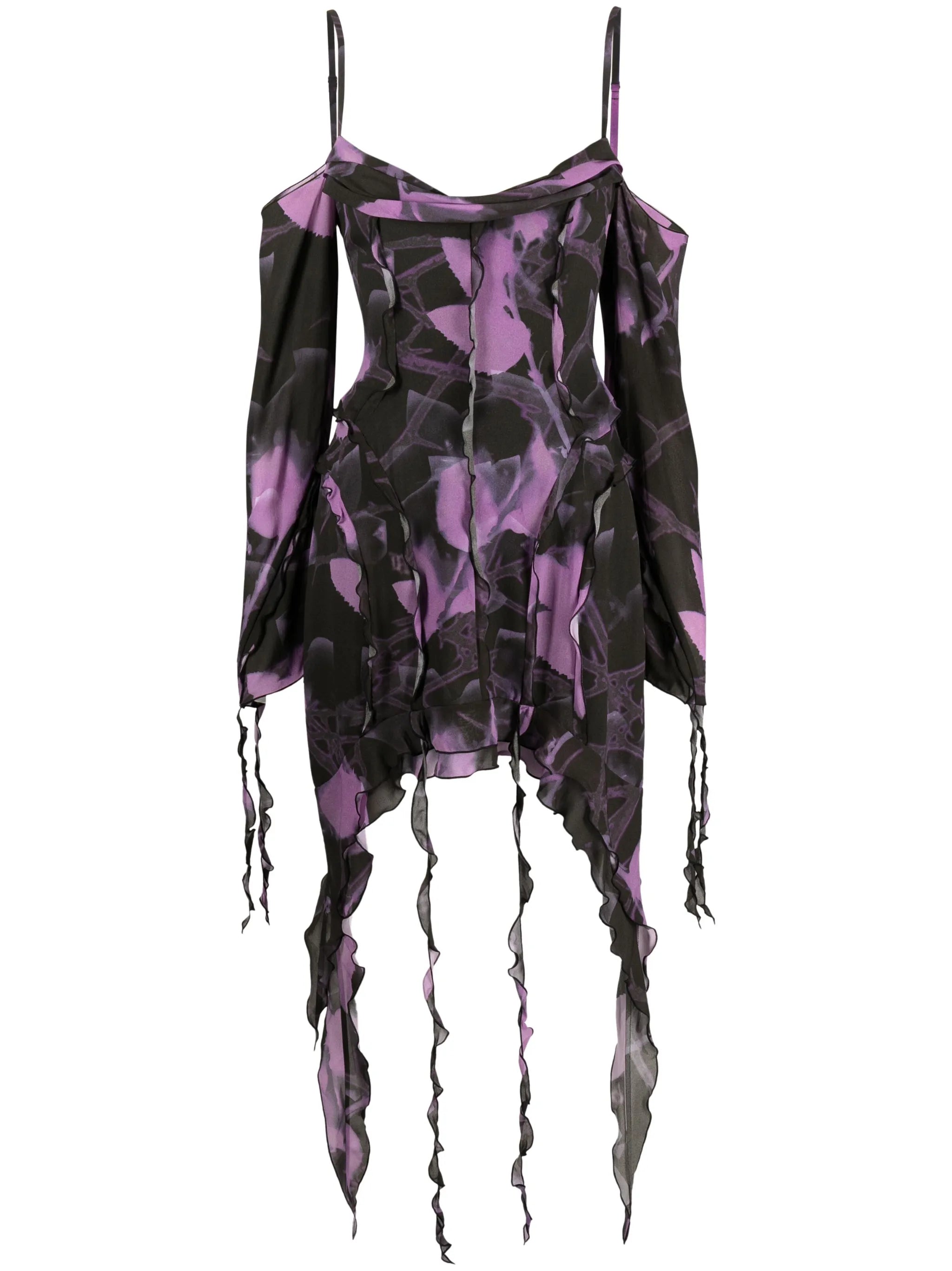 floral-print chiffon minidress