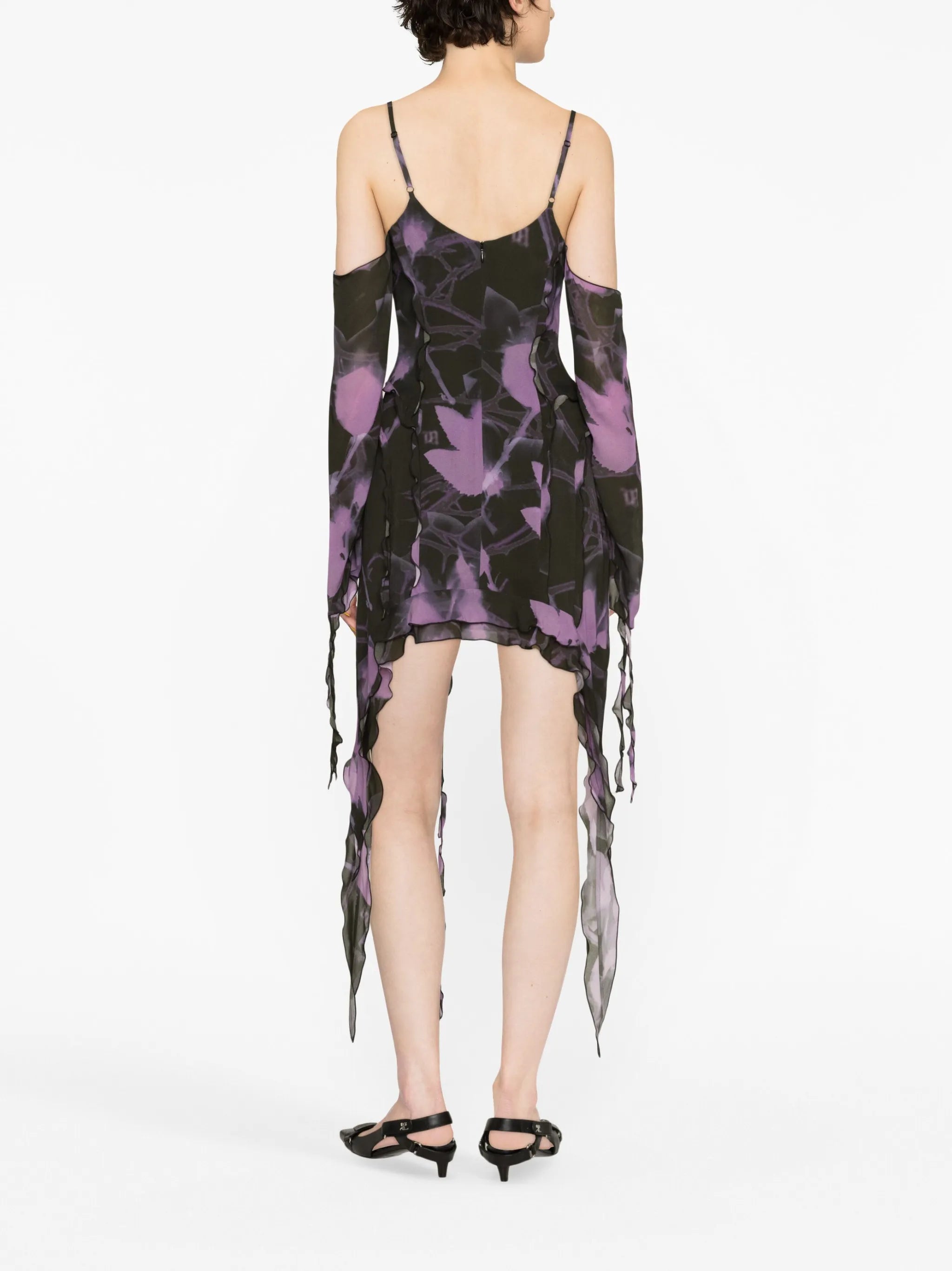 floral-print chiffon minidress