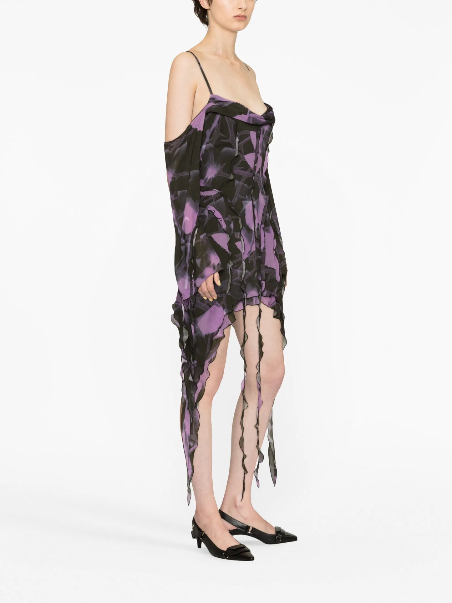 floral-print chiffon minidress