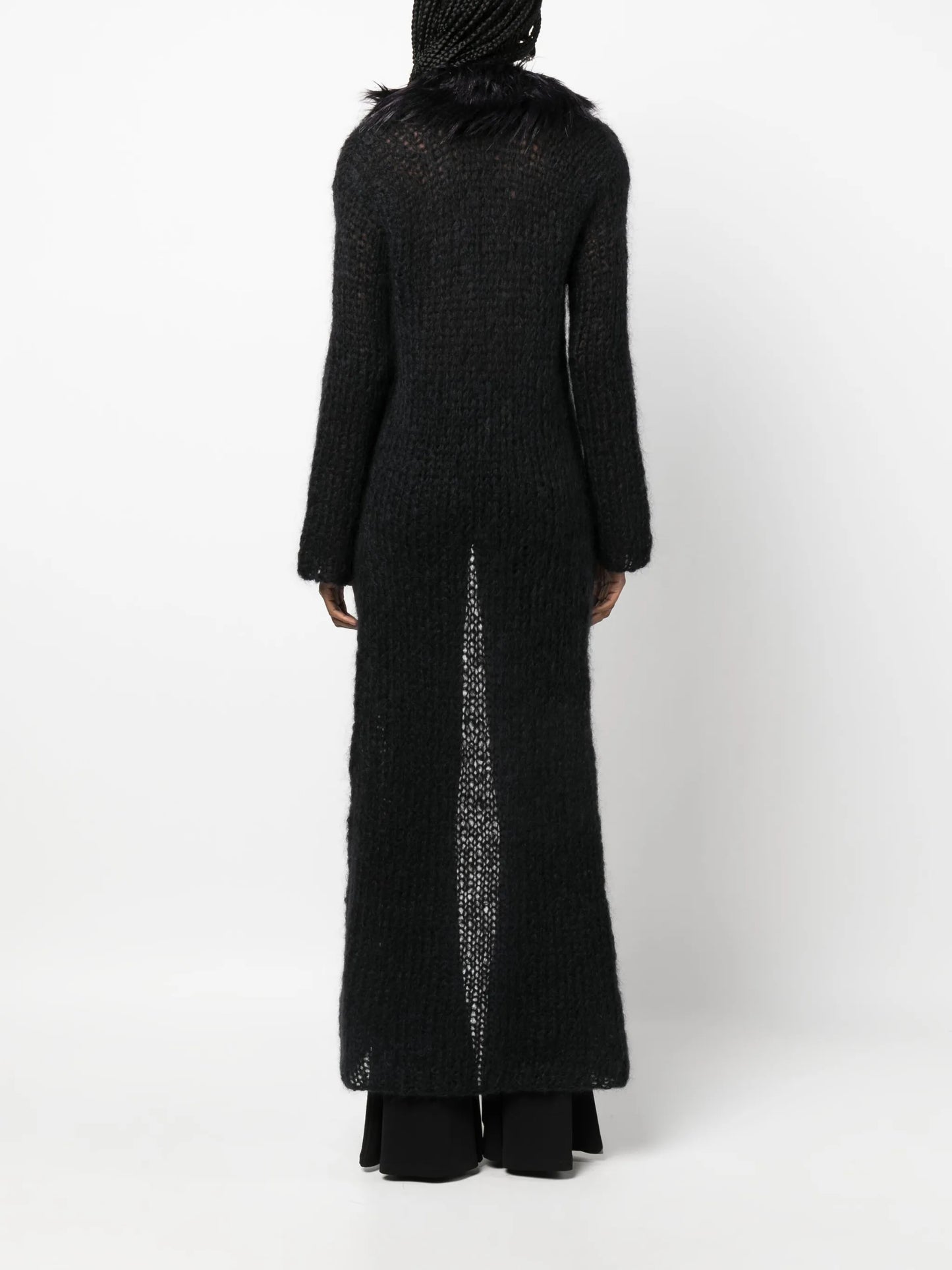 faux fur-trim knitted cardigan