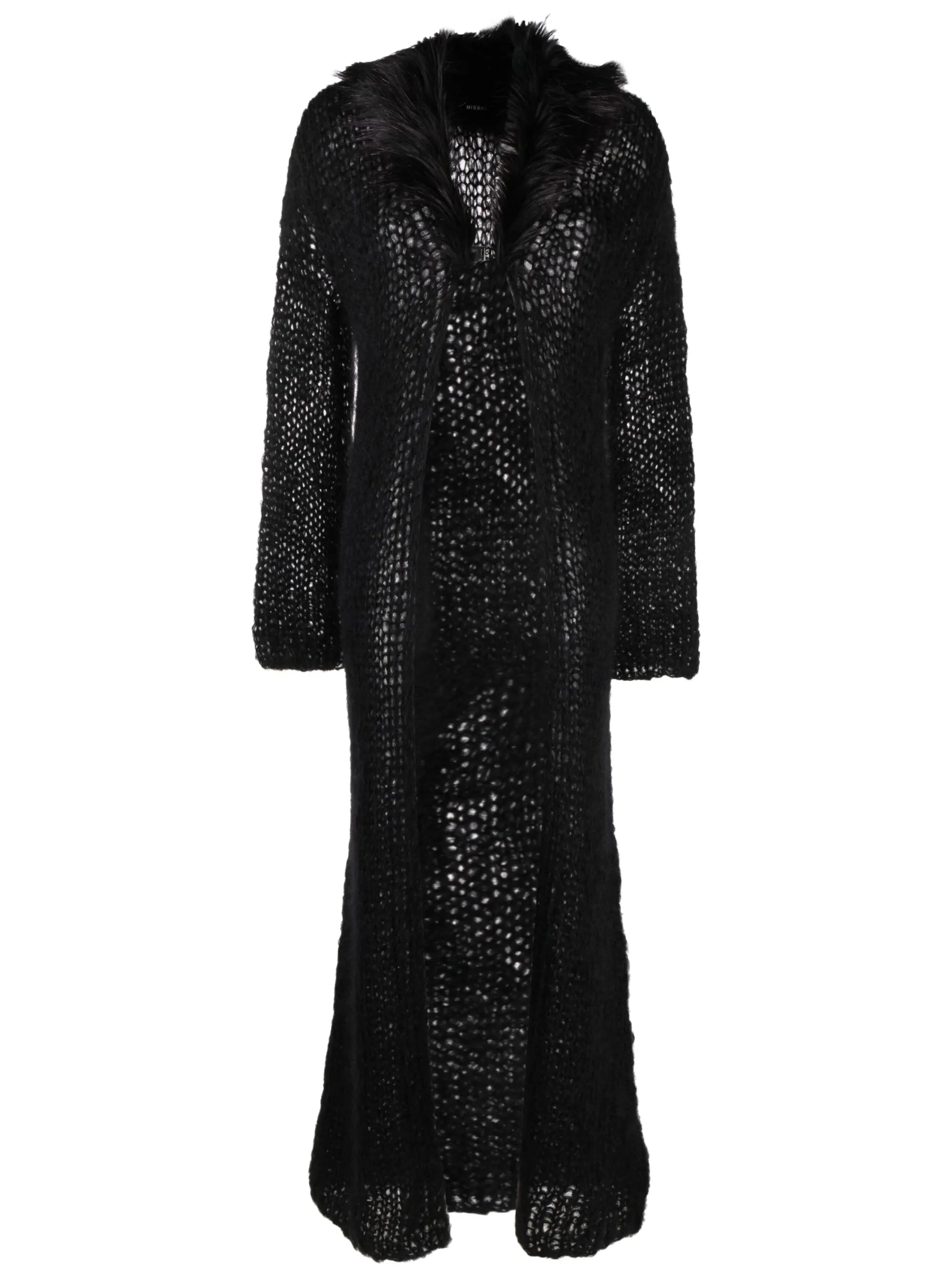 faux fur-trim knitted cardigan