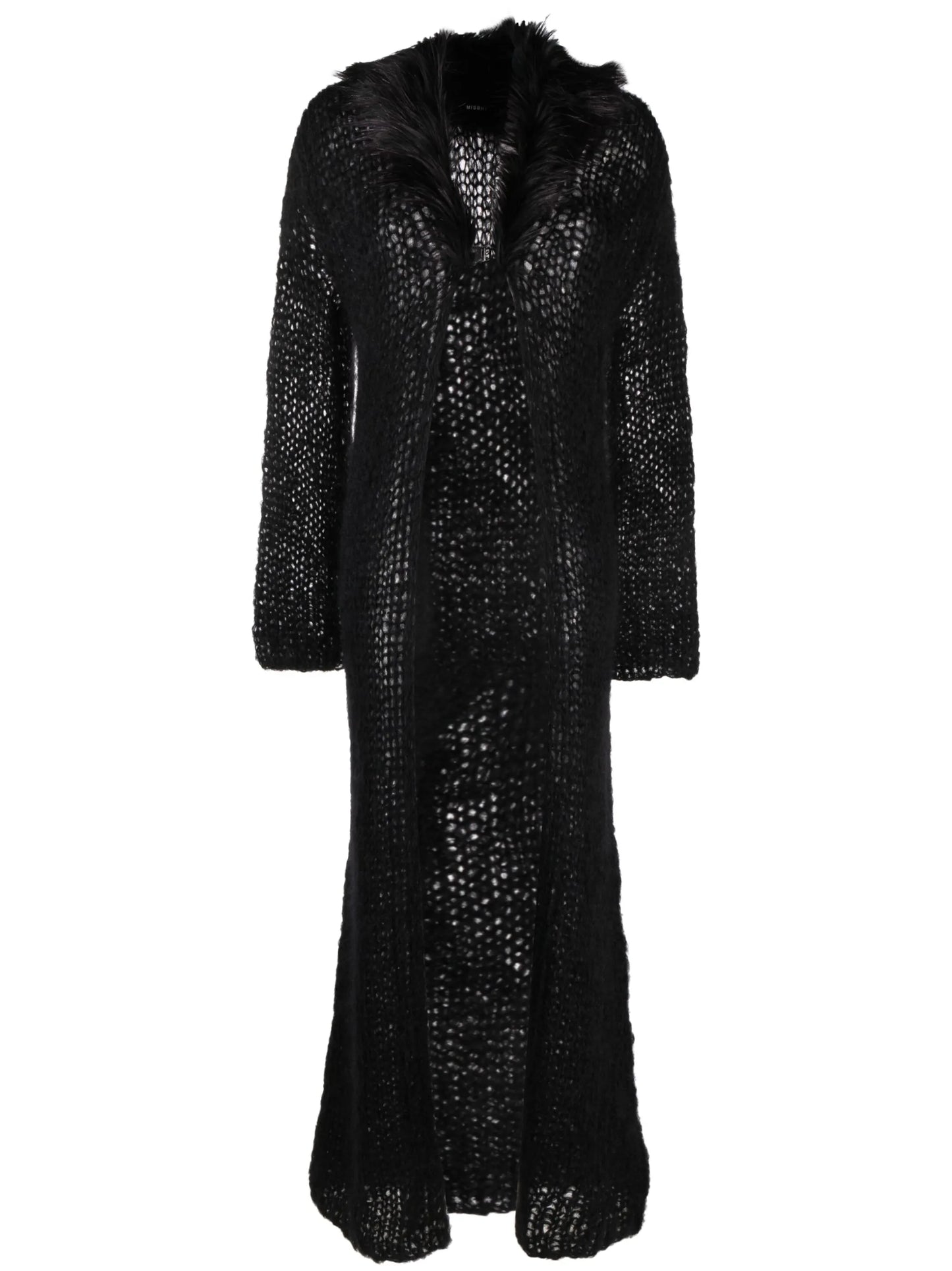 faux fur-trim knitted cardigan