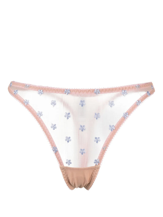 Clover embroidered thong