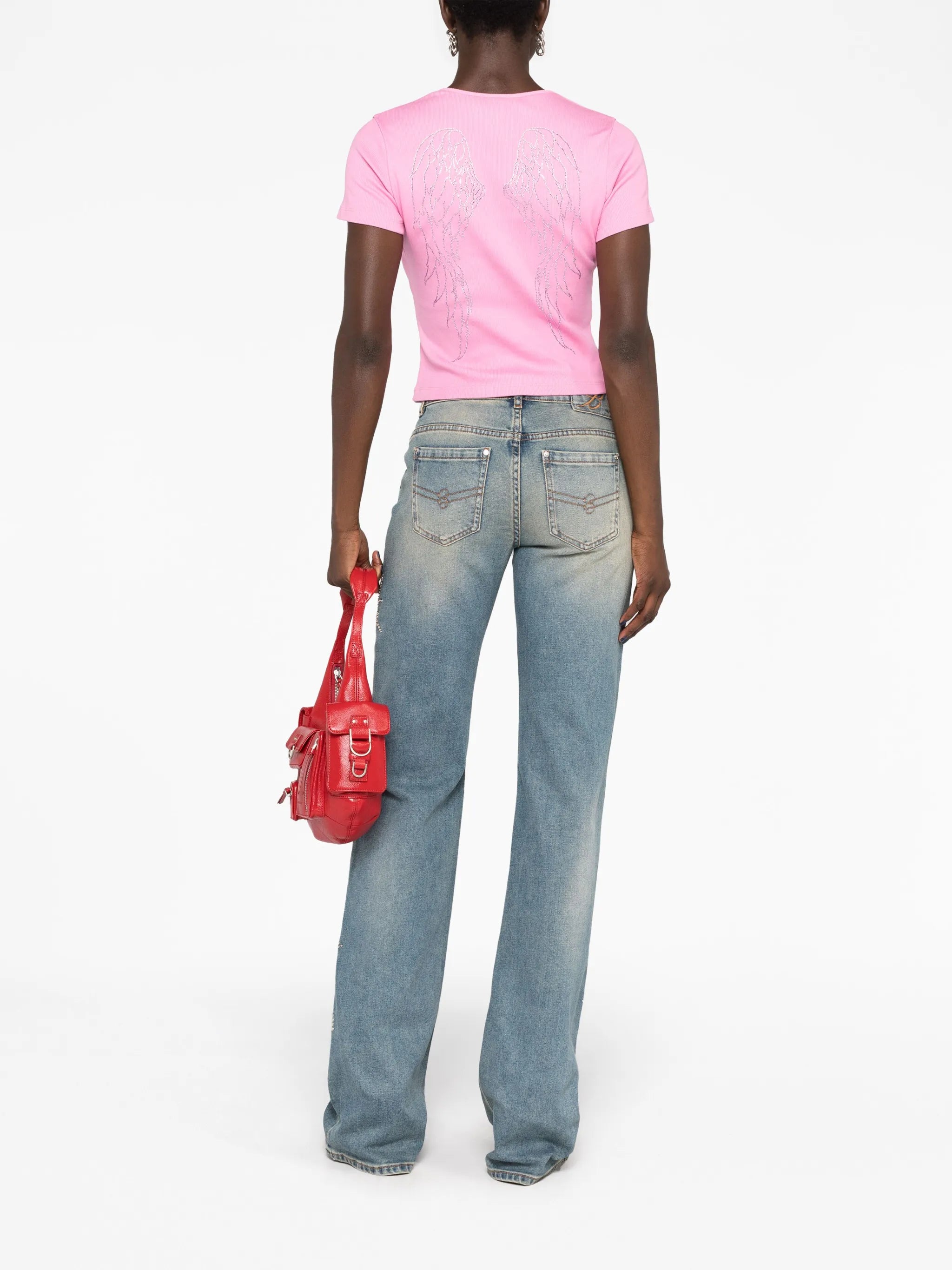 crystal-embellished ribbed T-shirt