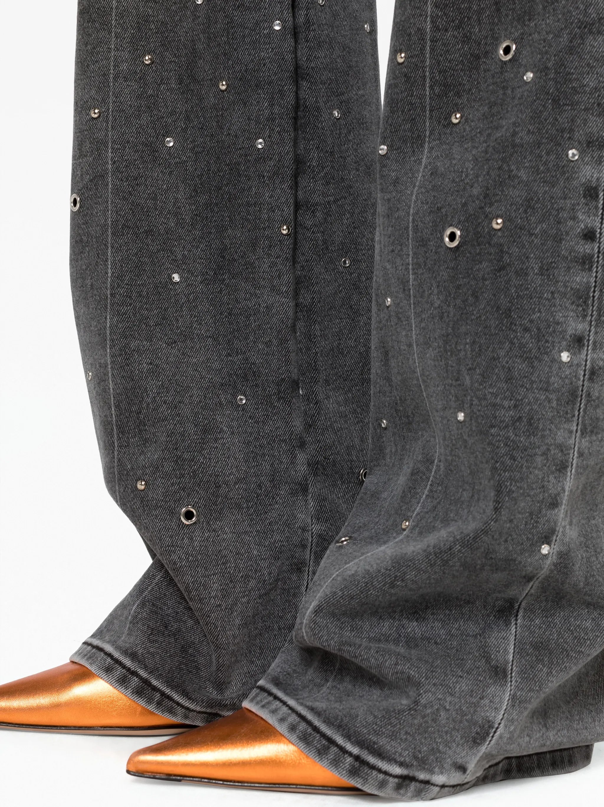 stud-embellished straight-leg jeans