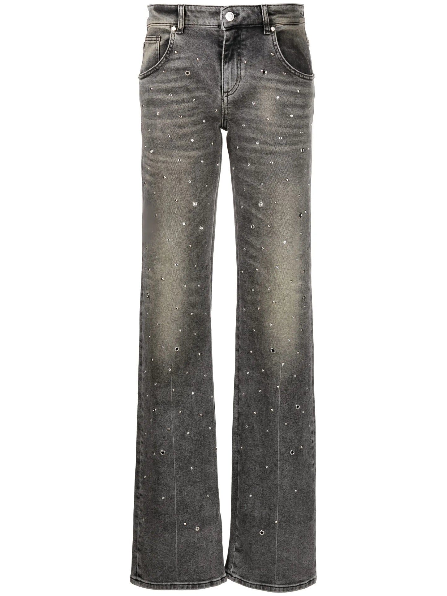 stud-embellished straight-leg jeans