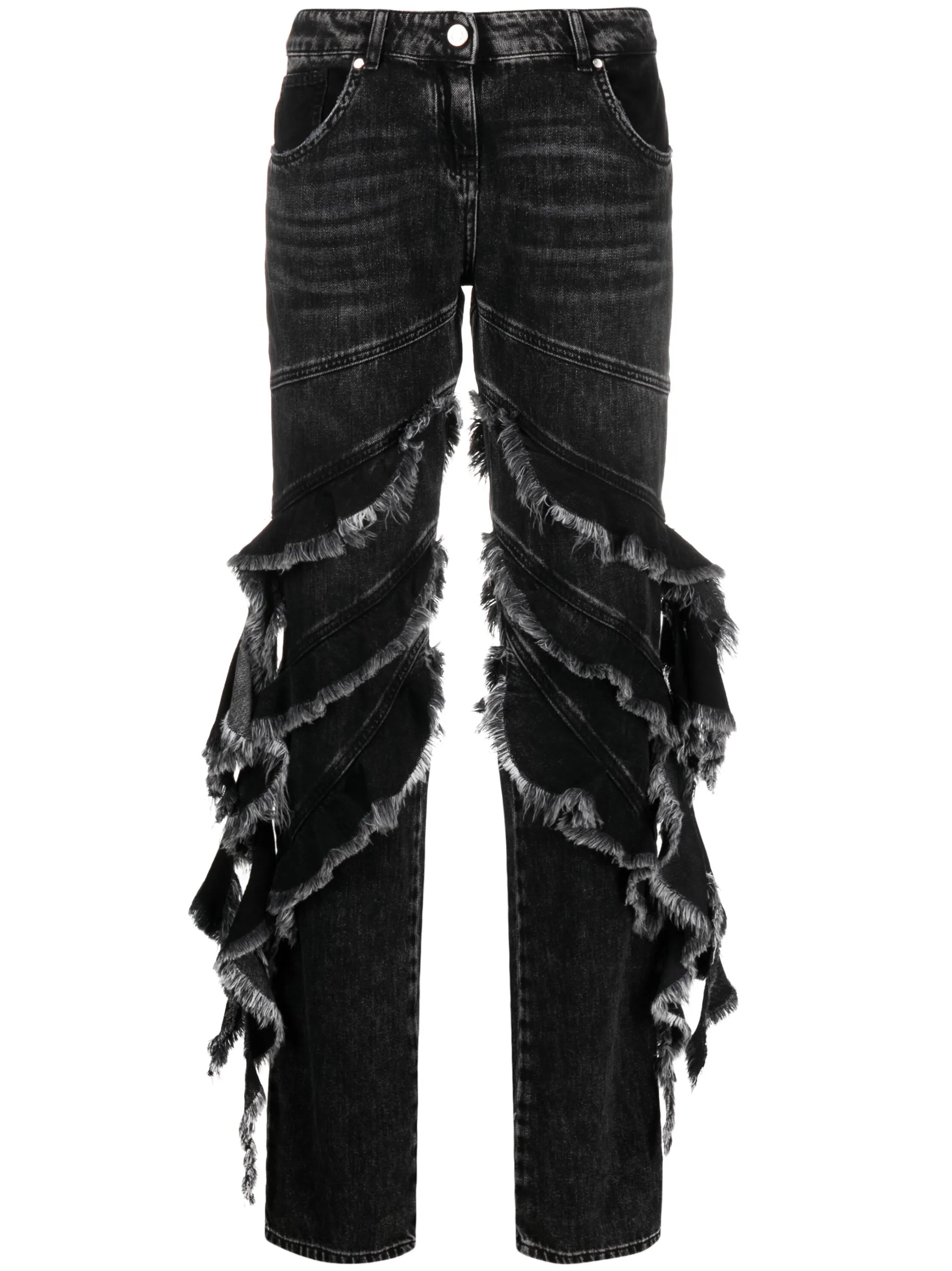 ruffle-trim straight-leg jeans