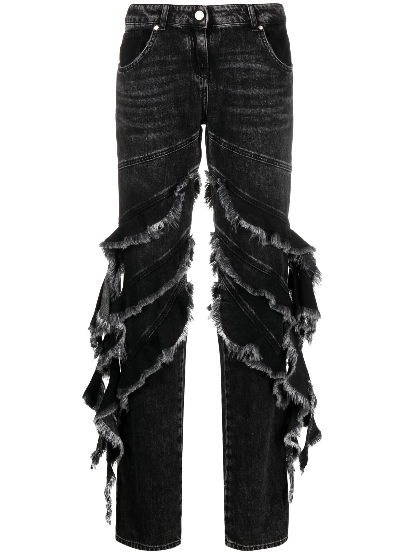 ruffle-trim straight-leg jeans