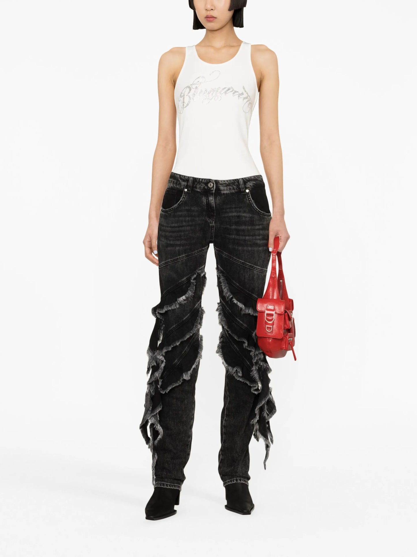 ruffle-trim straight-leg jeans