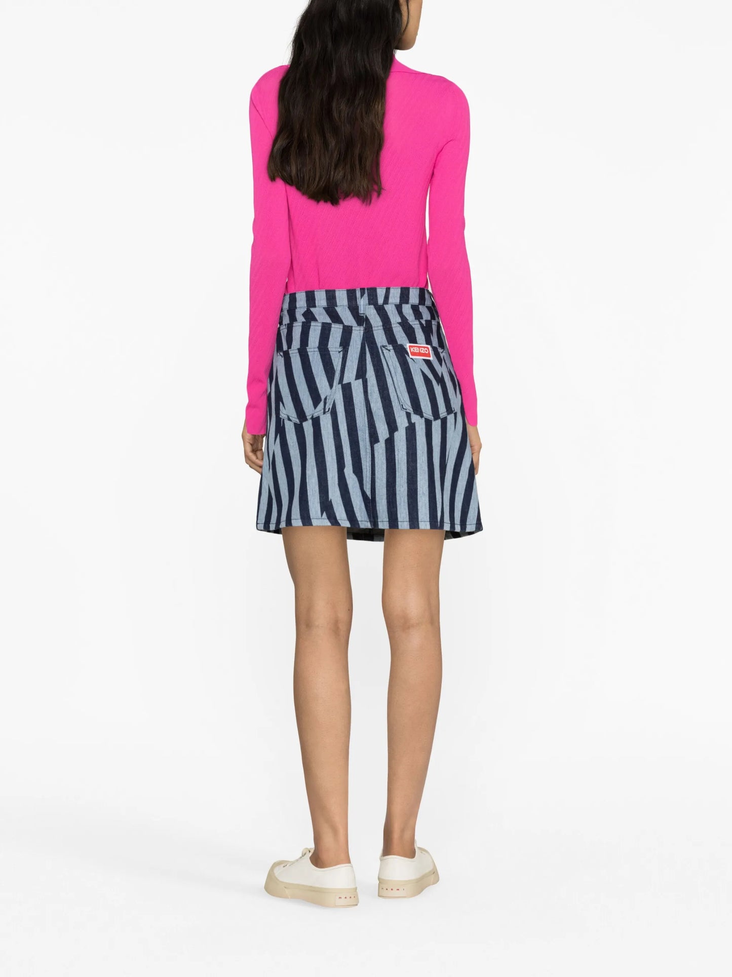 Dazzle Stripe denim skirt