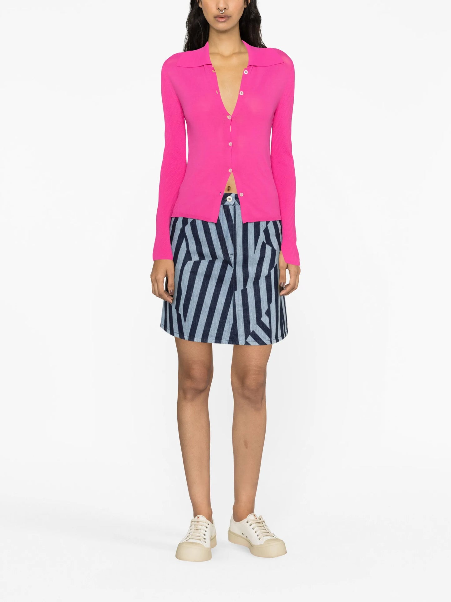 Dazzle Stripe denim skirt