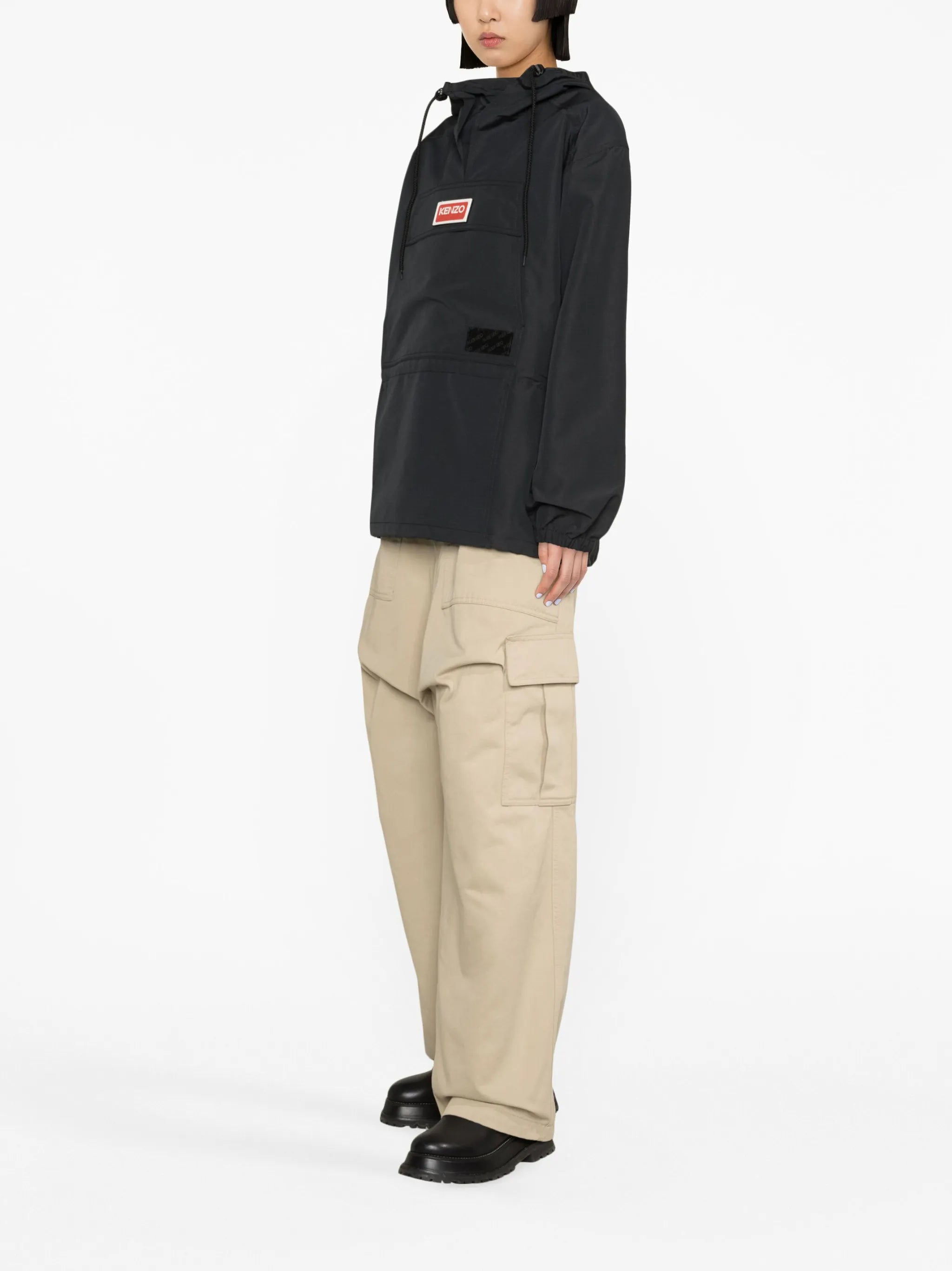 logo-patch hooded windbreaker
