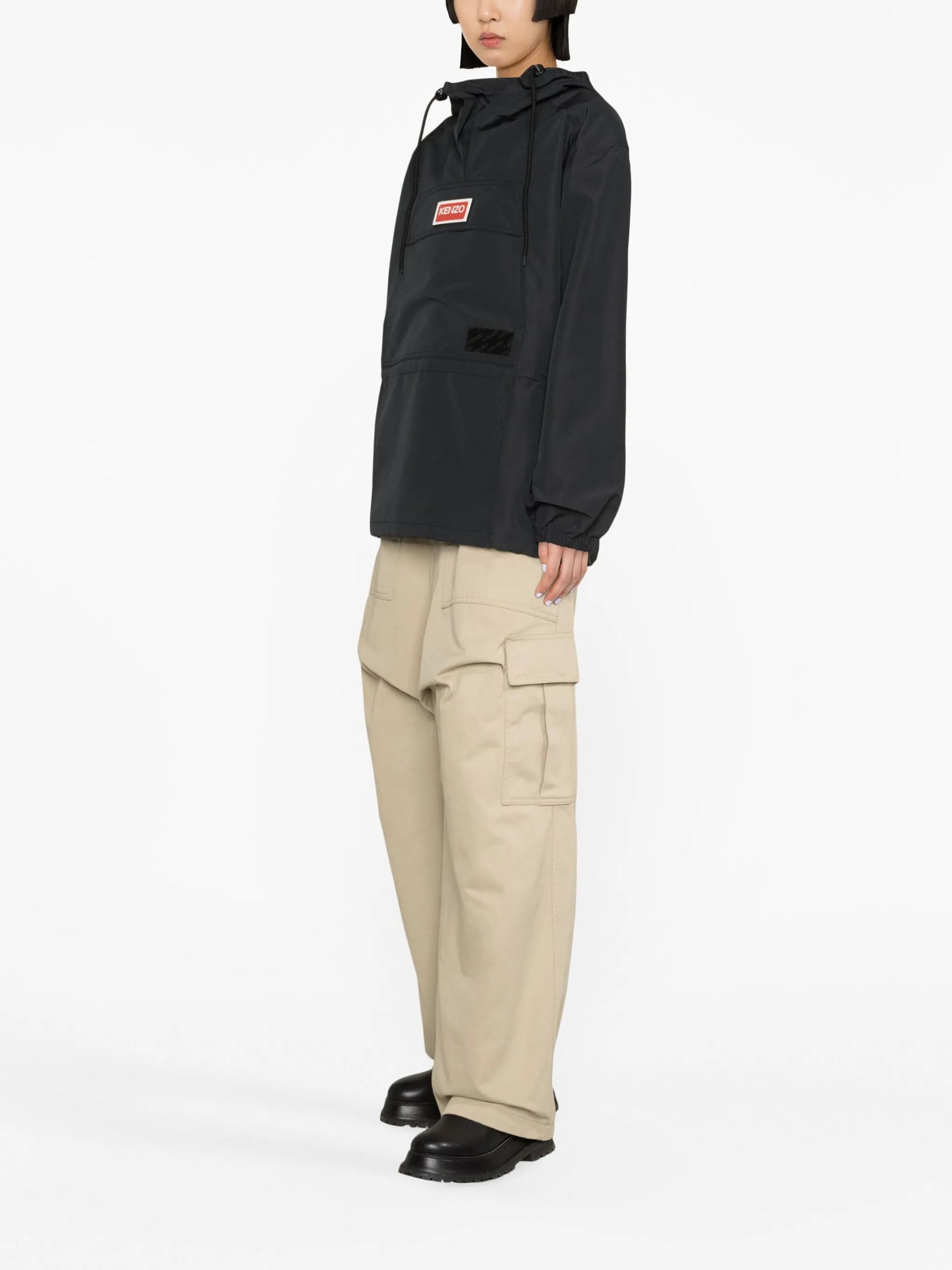 logo-patch hooded windbreaker