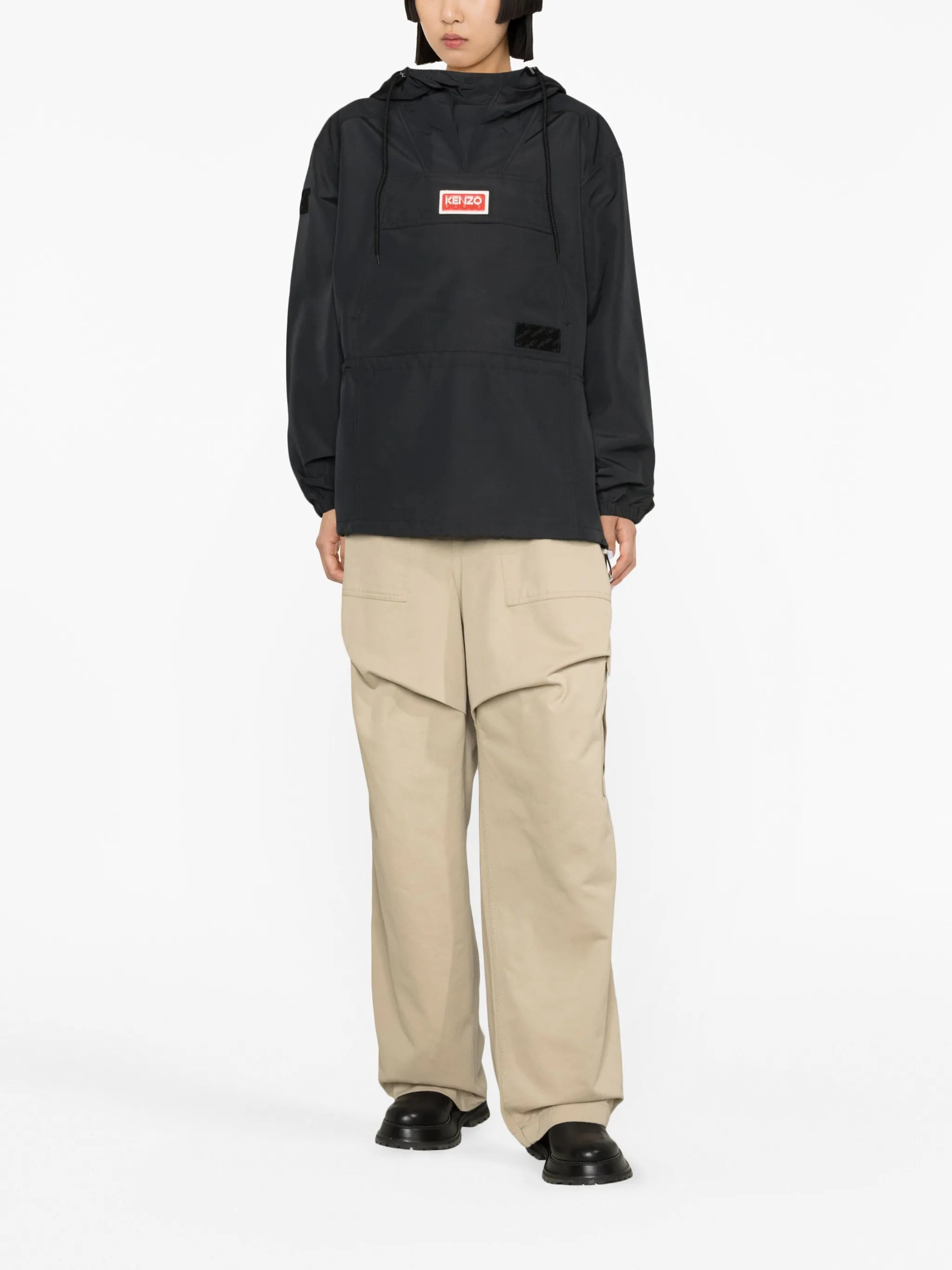 logo-patch hooded windbreaker