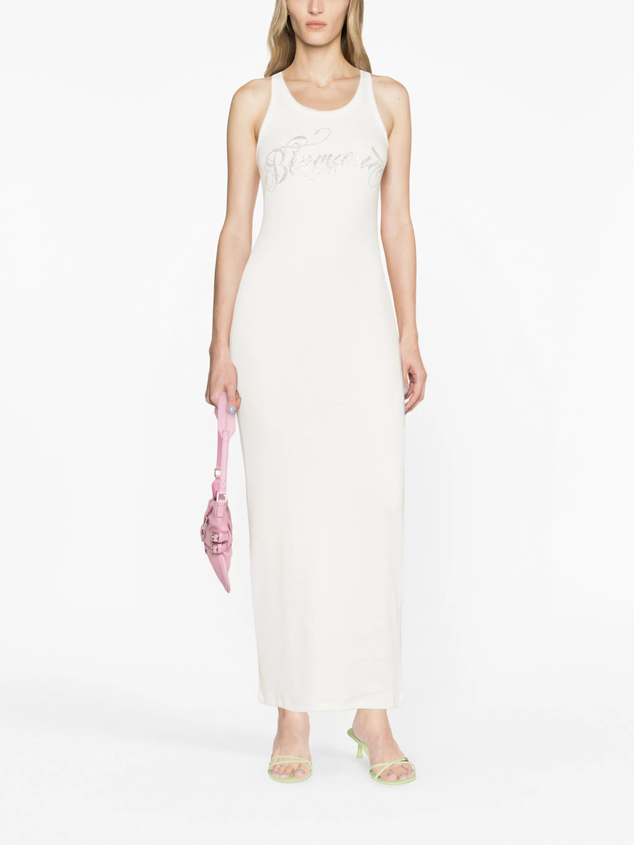 crystal-embellished logo midi dress