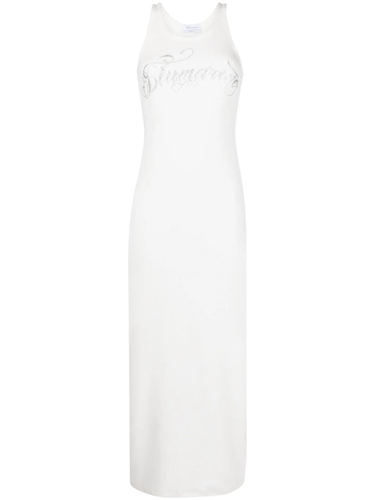 crystal-embellished logo midi dress