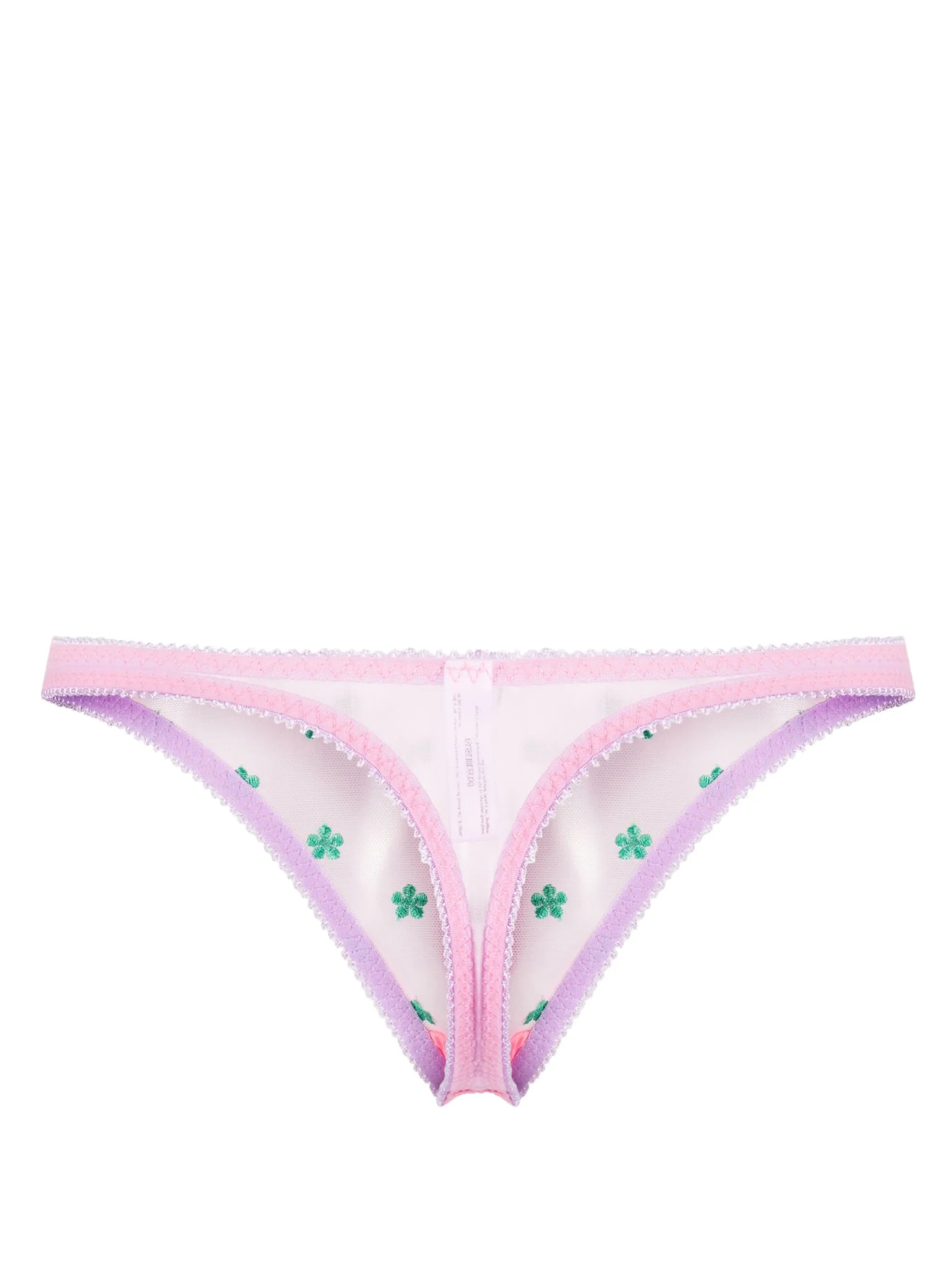 Arella floral-embroidered thong