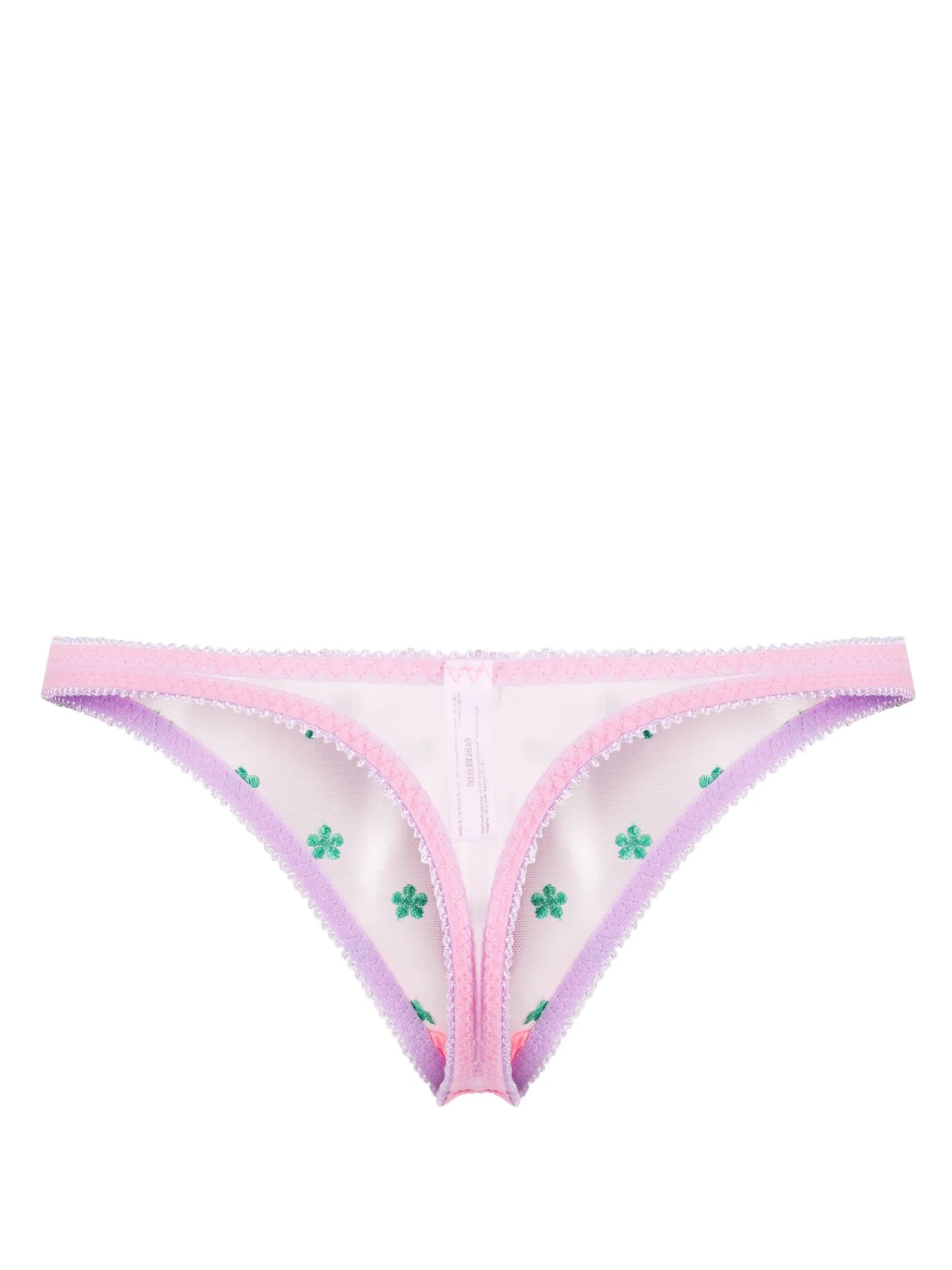Arella floral-embroidered thong