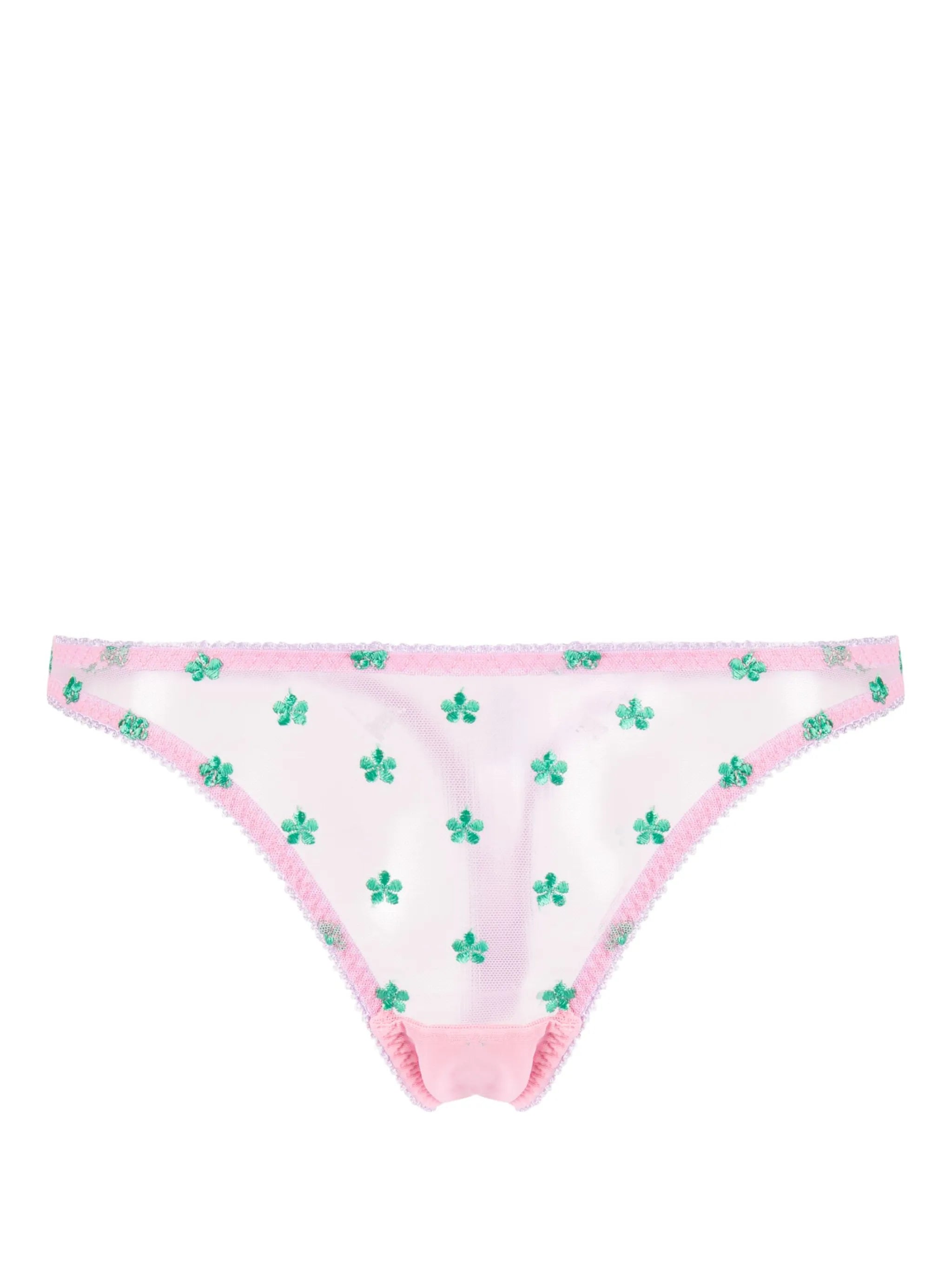 Arella floral-embroidered thong