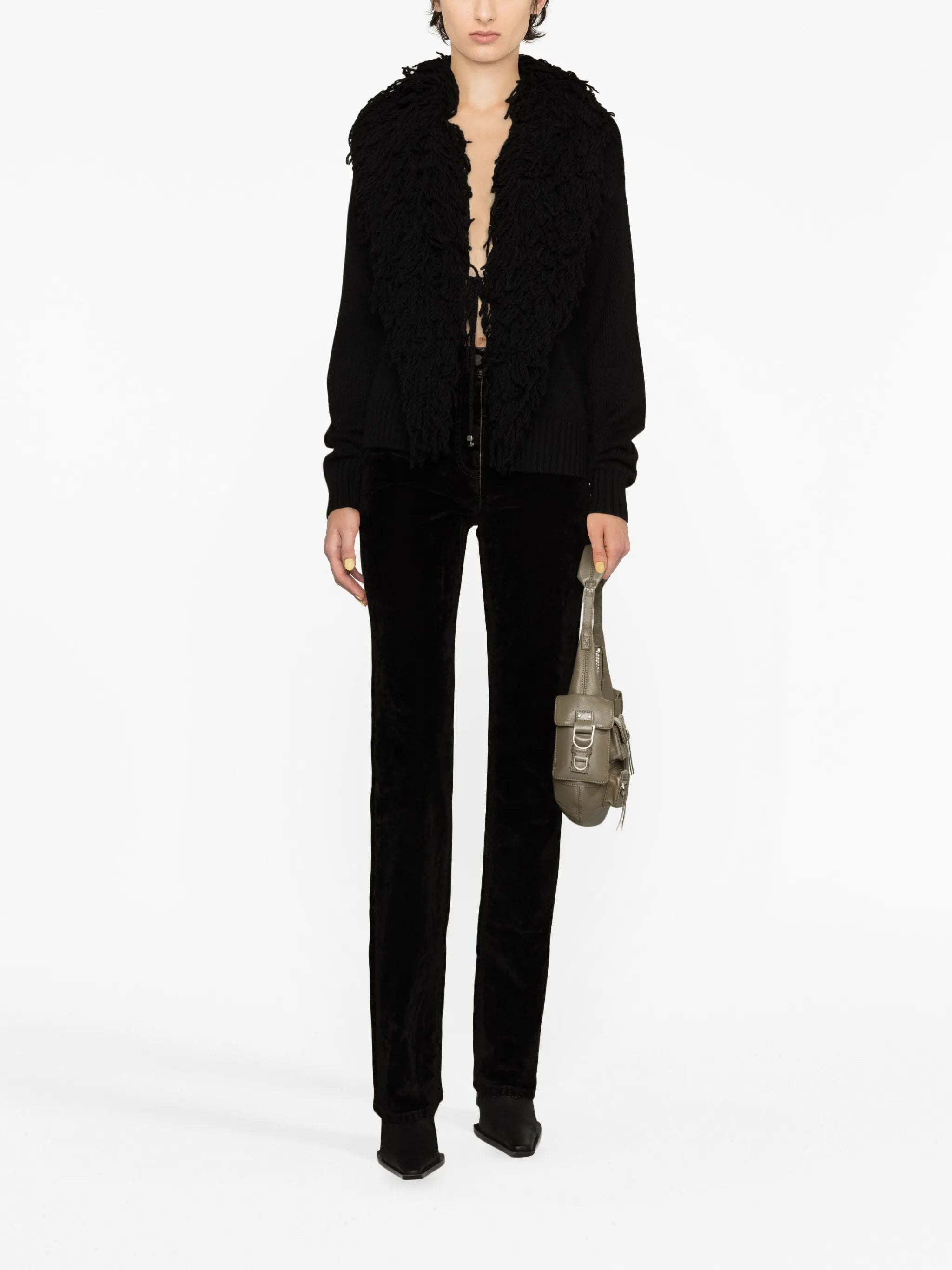 fringed wool cardigan