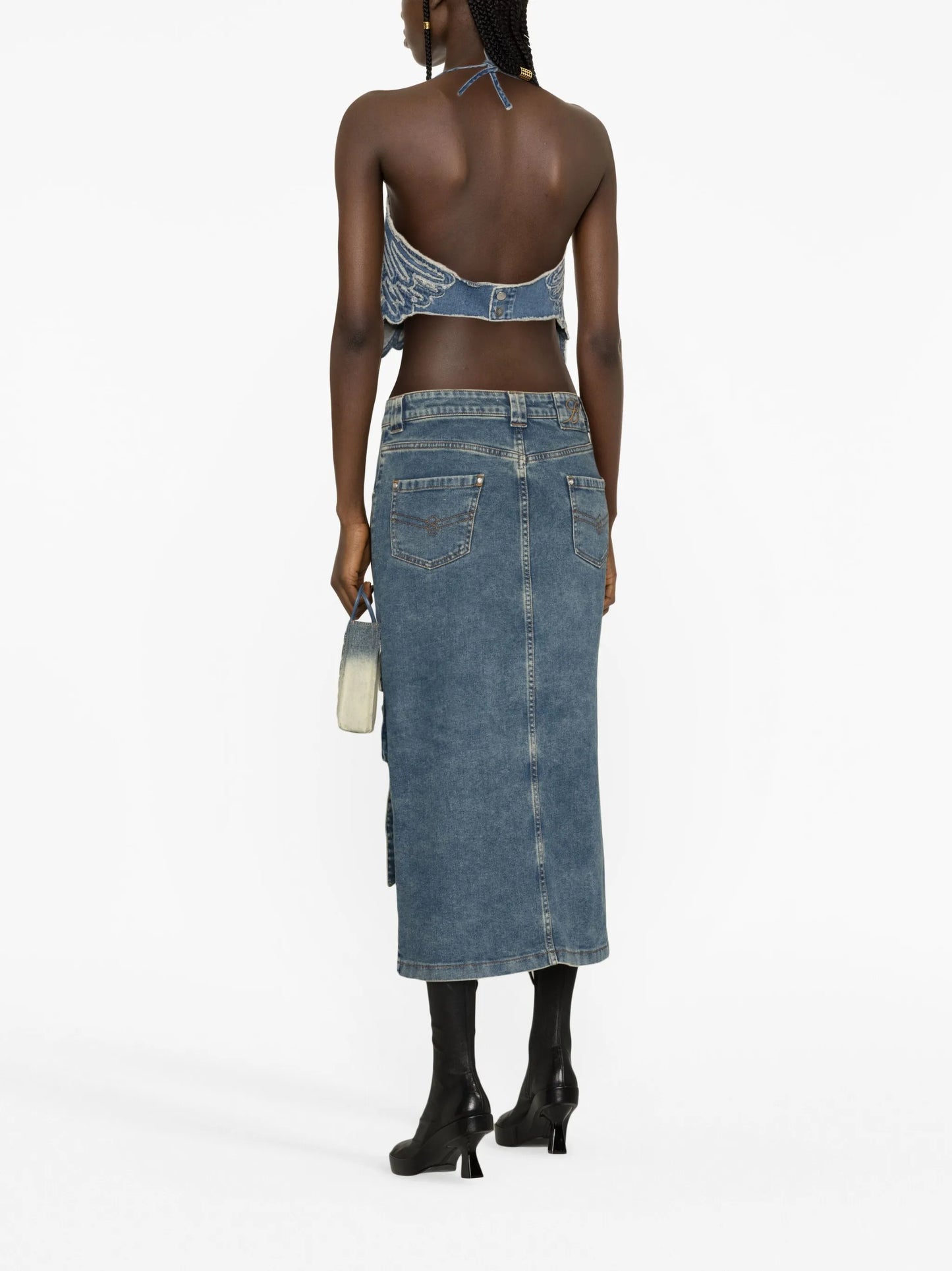 denim cargo skirt