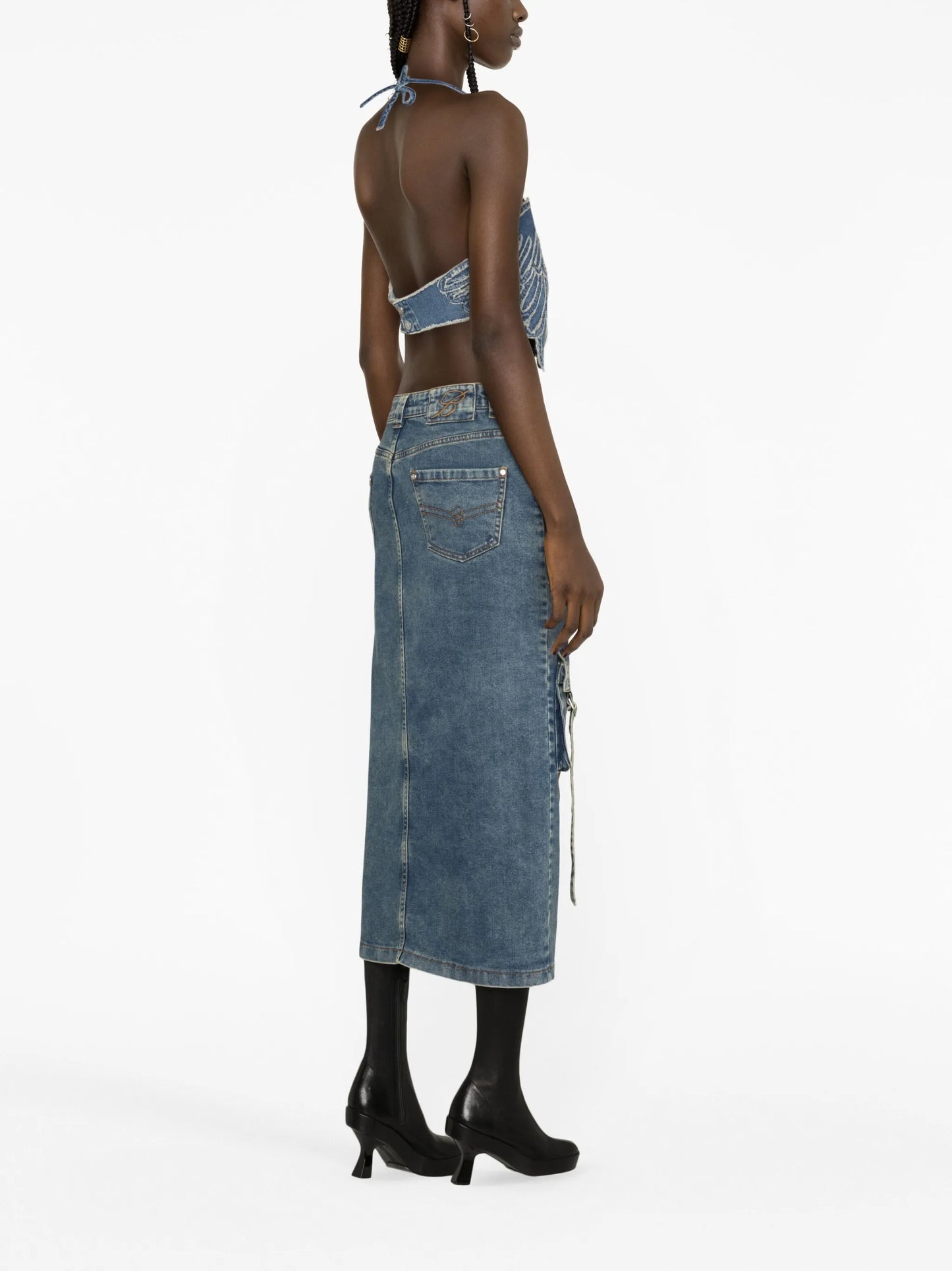 denim cargo skirt