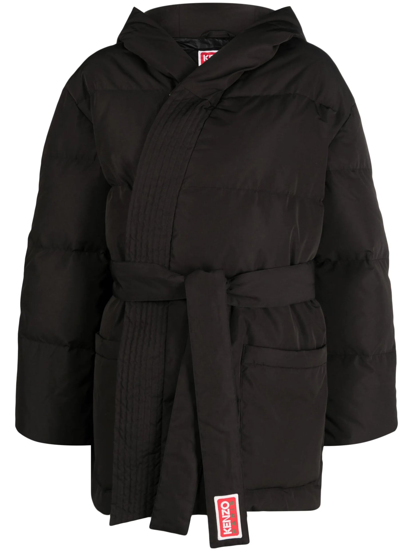 belted wrap down jacket