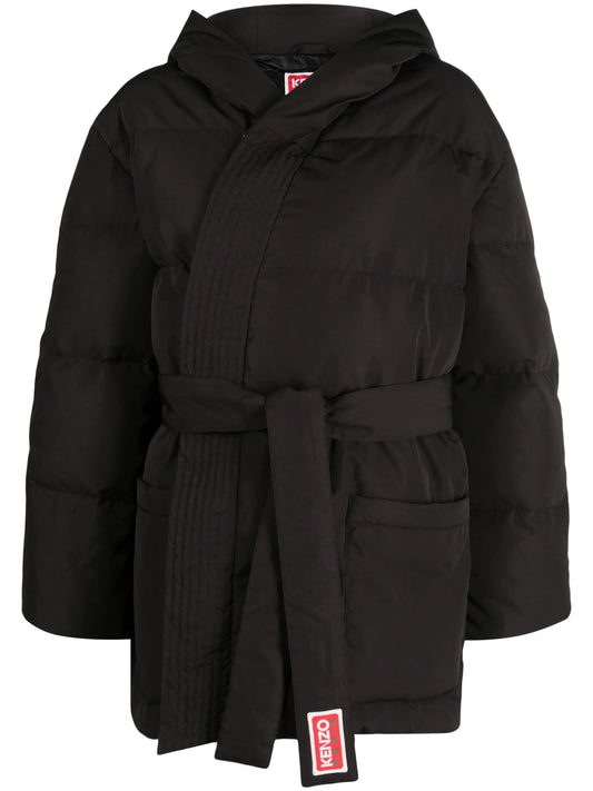 belted wrap down jacket