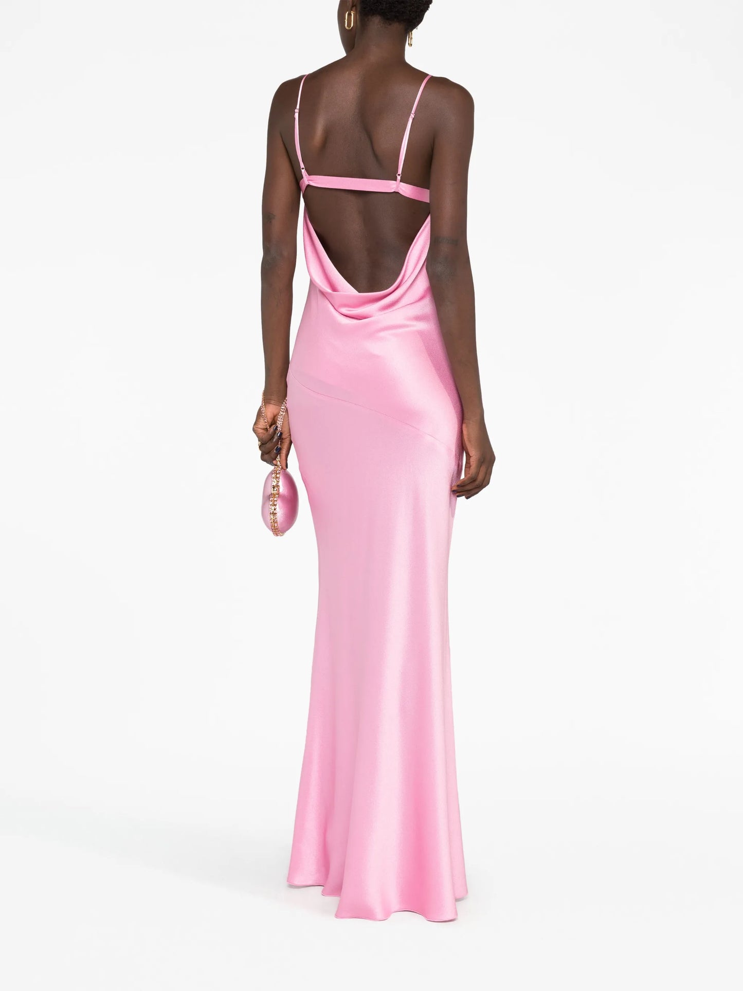 rose-appliqué silk-blend maxi dress