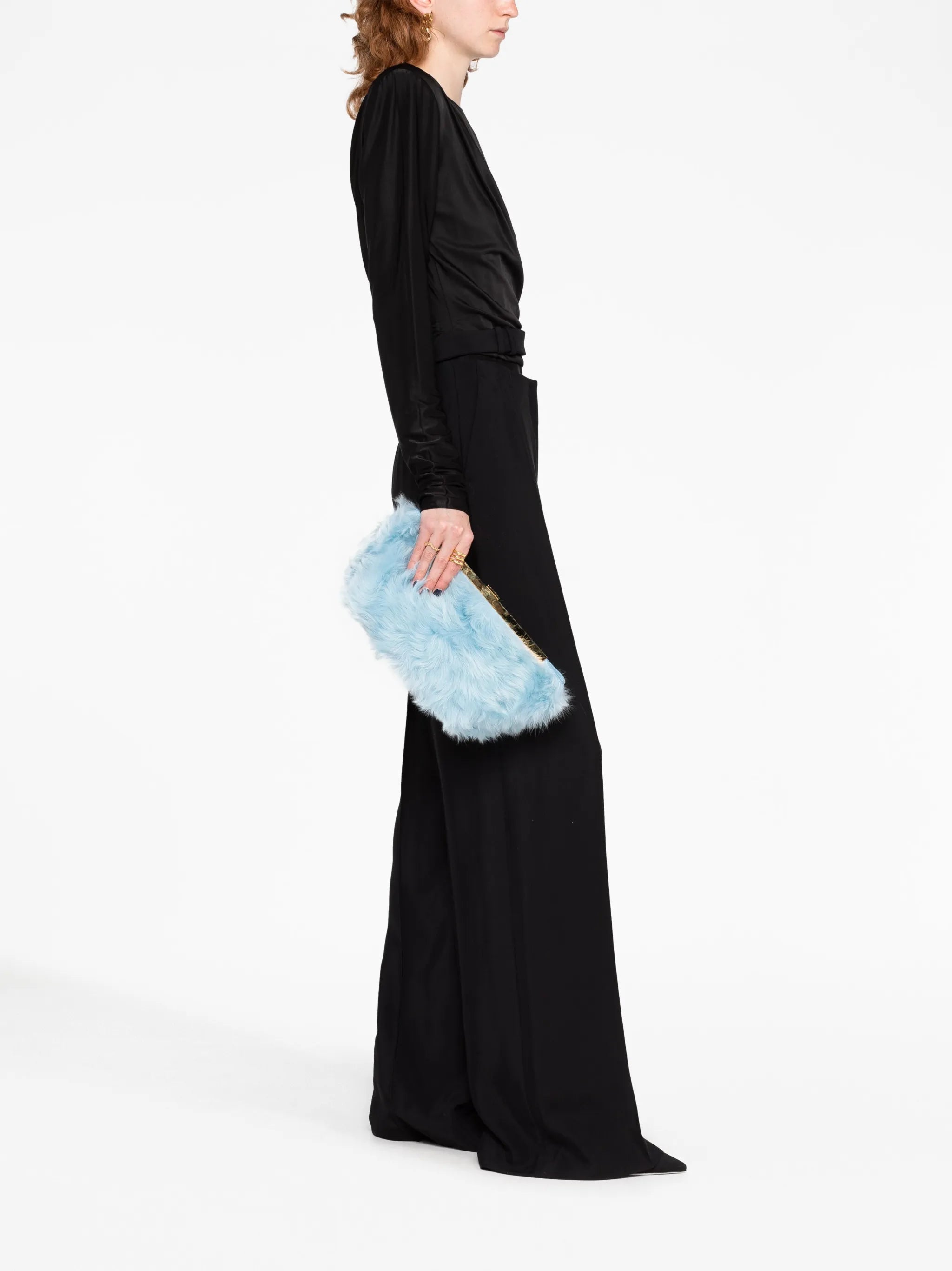 Aimee shearling clutch bag