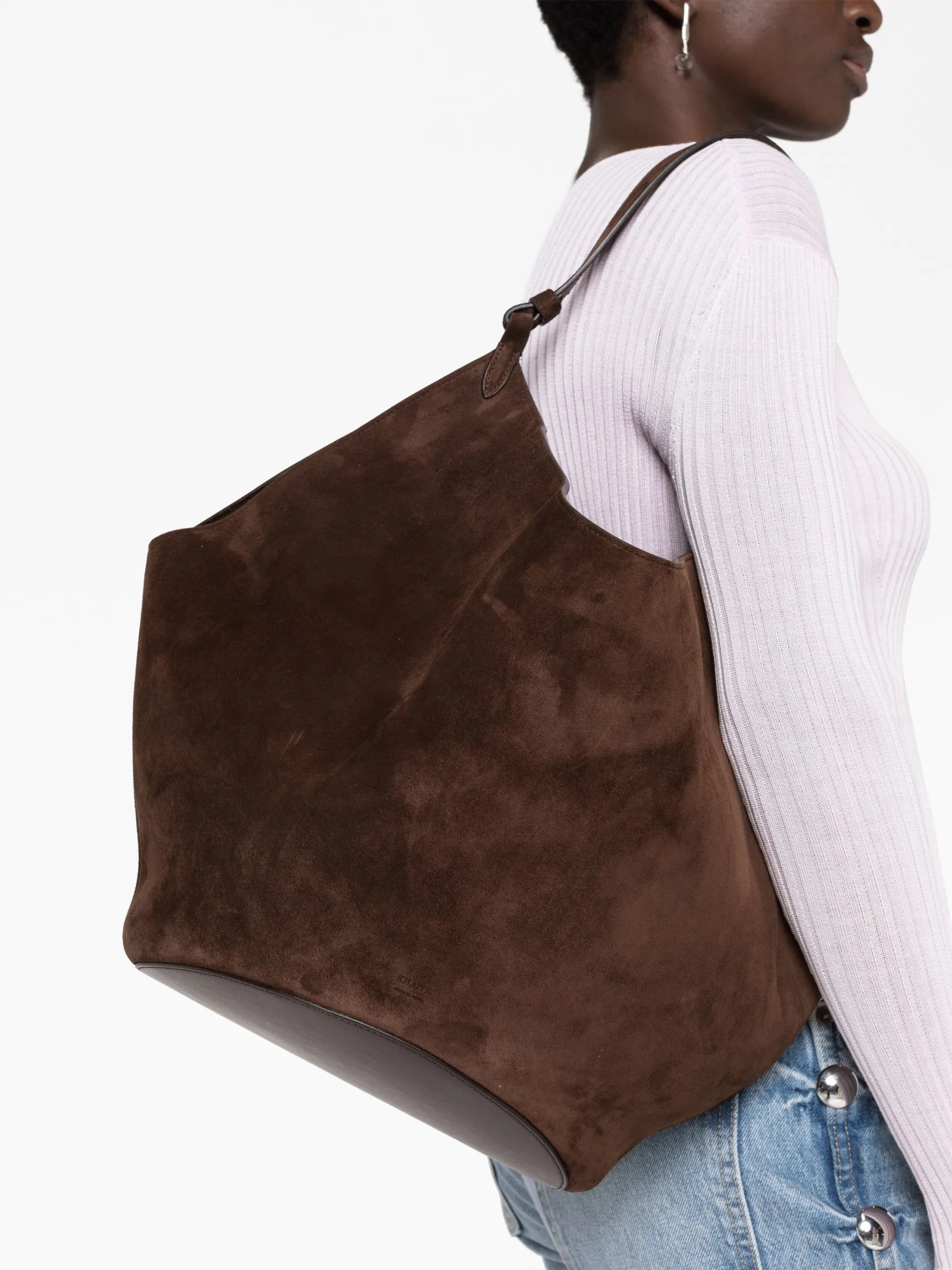 Lotus medium suede tote bag