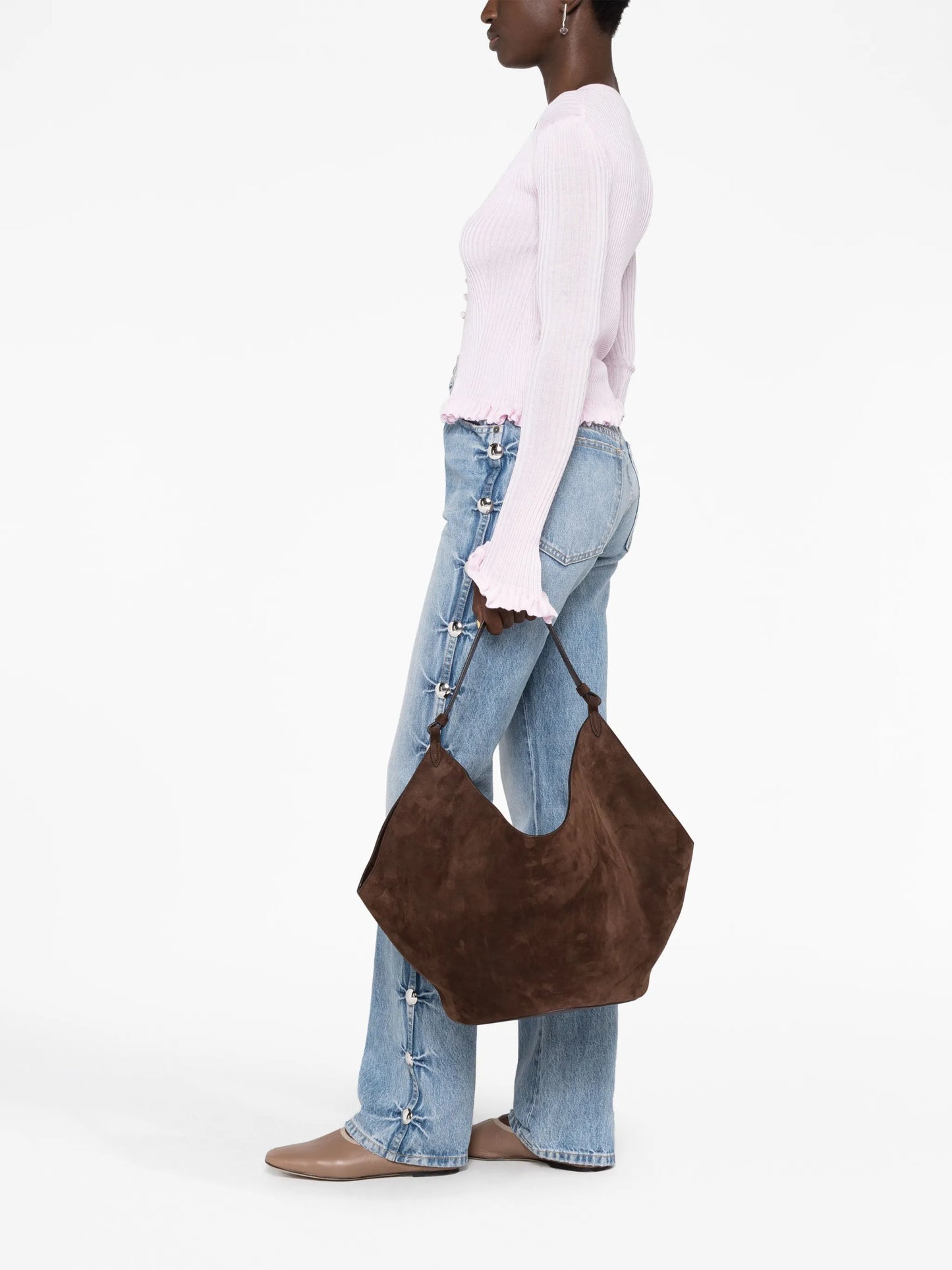 Lotus medium suede tote bag