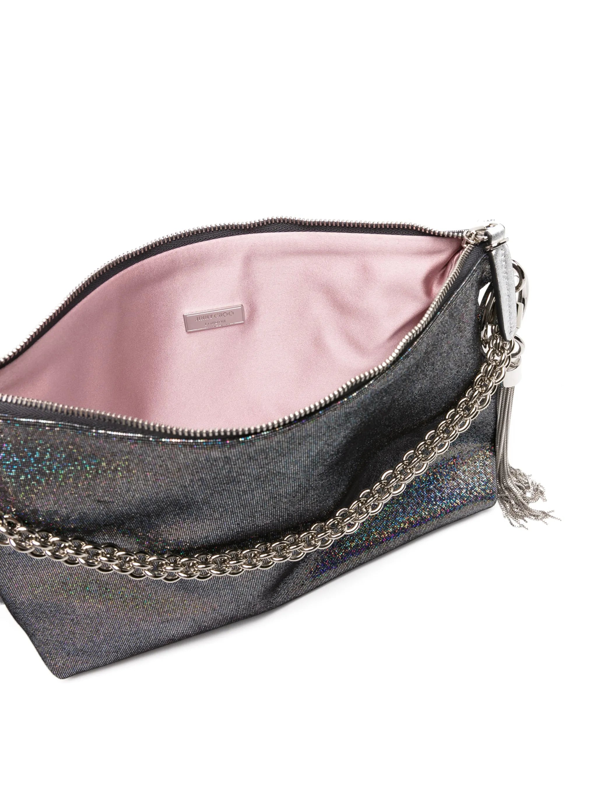 Callie metallic suede clutch