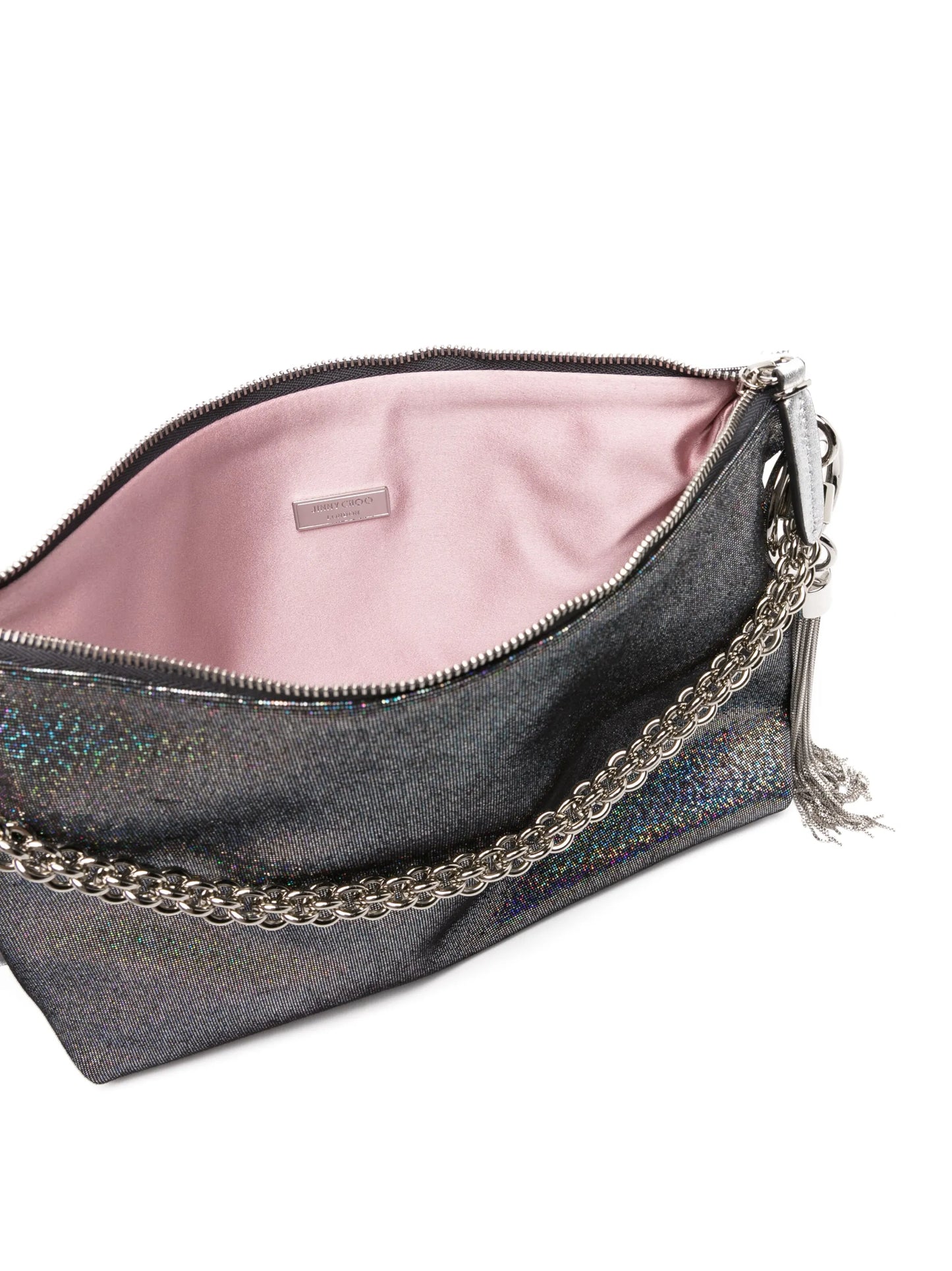 Callie metallic suede clutch