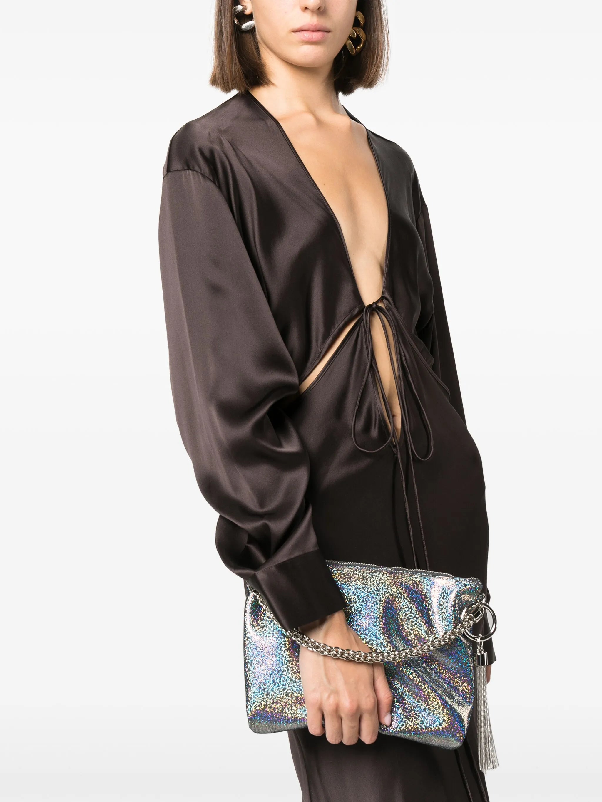 Callie metallic suede clutch