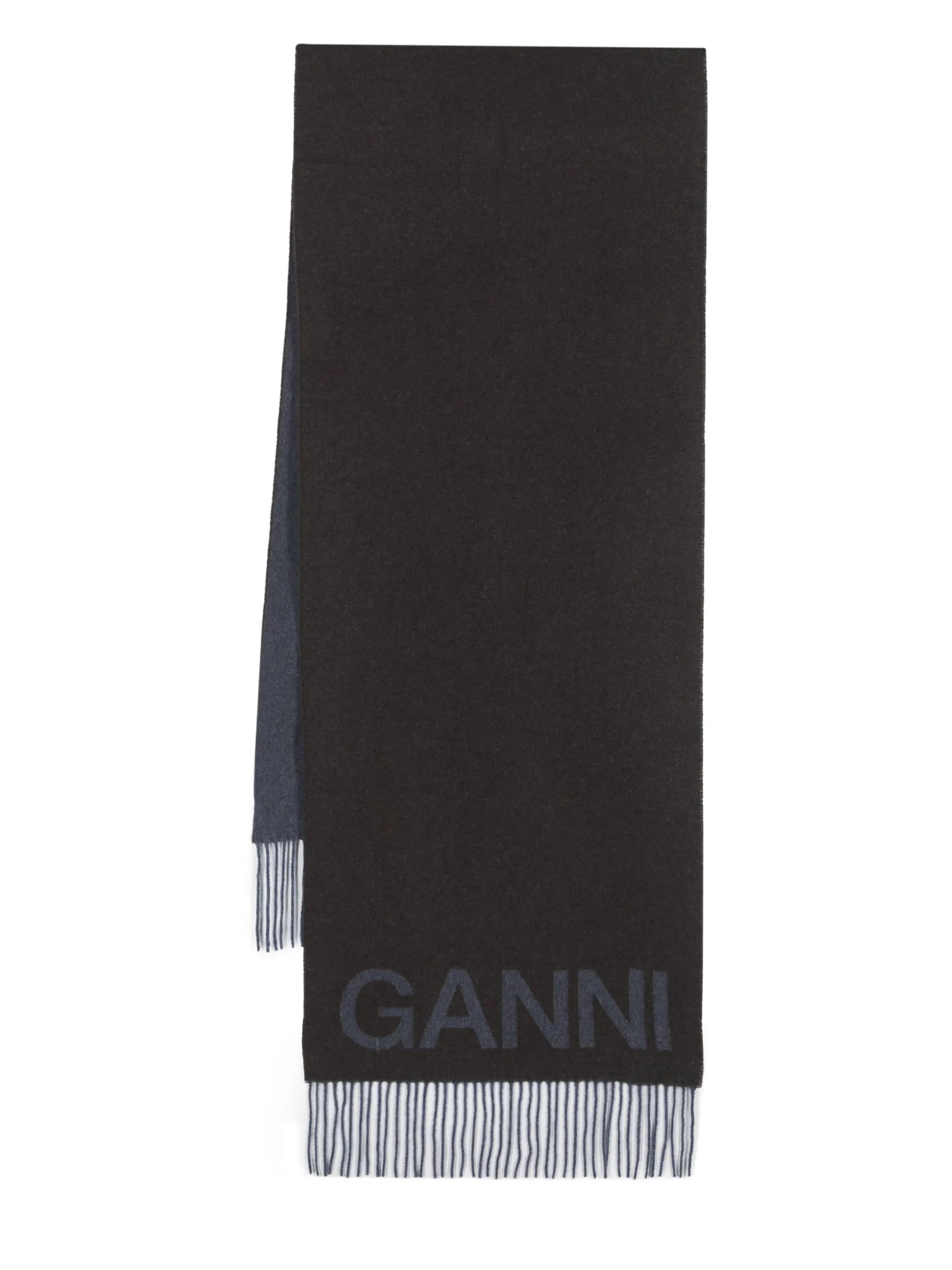 logo intarsia-knit fringe-detailing scarf