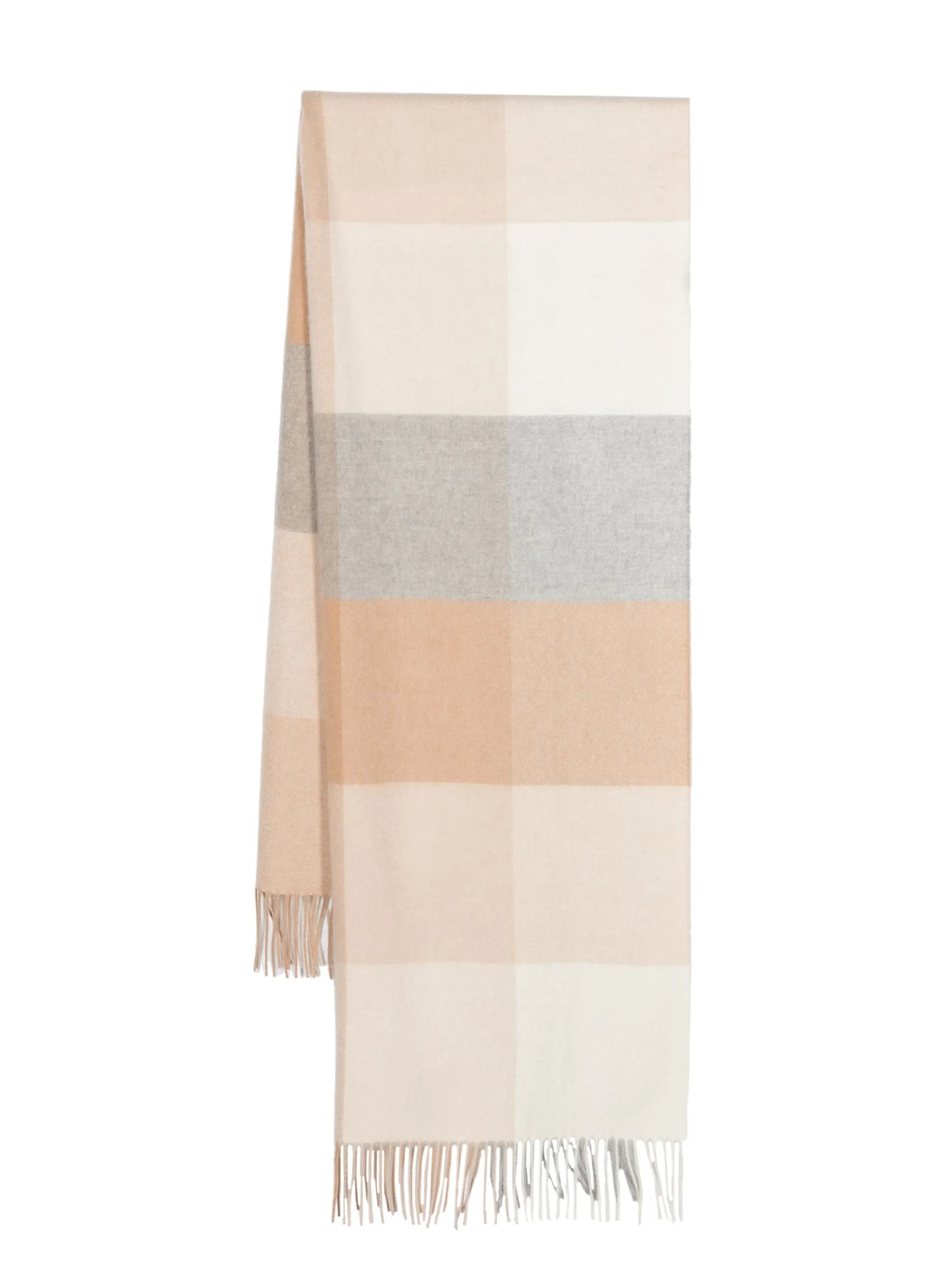 checkered cashmere fringed scarf