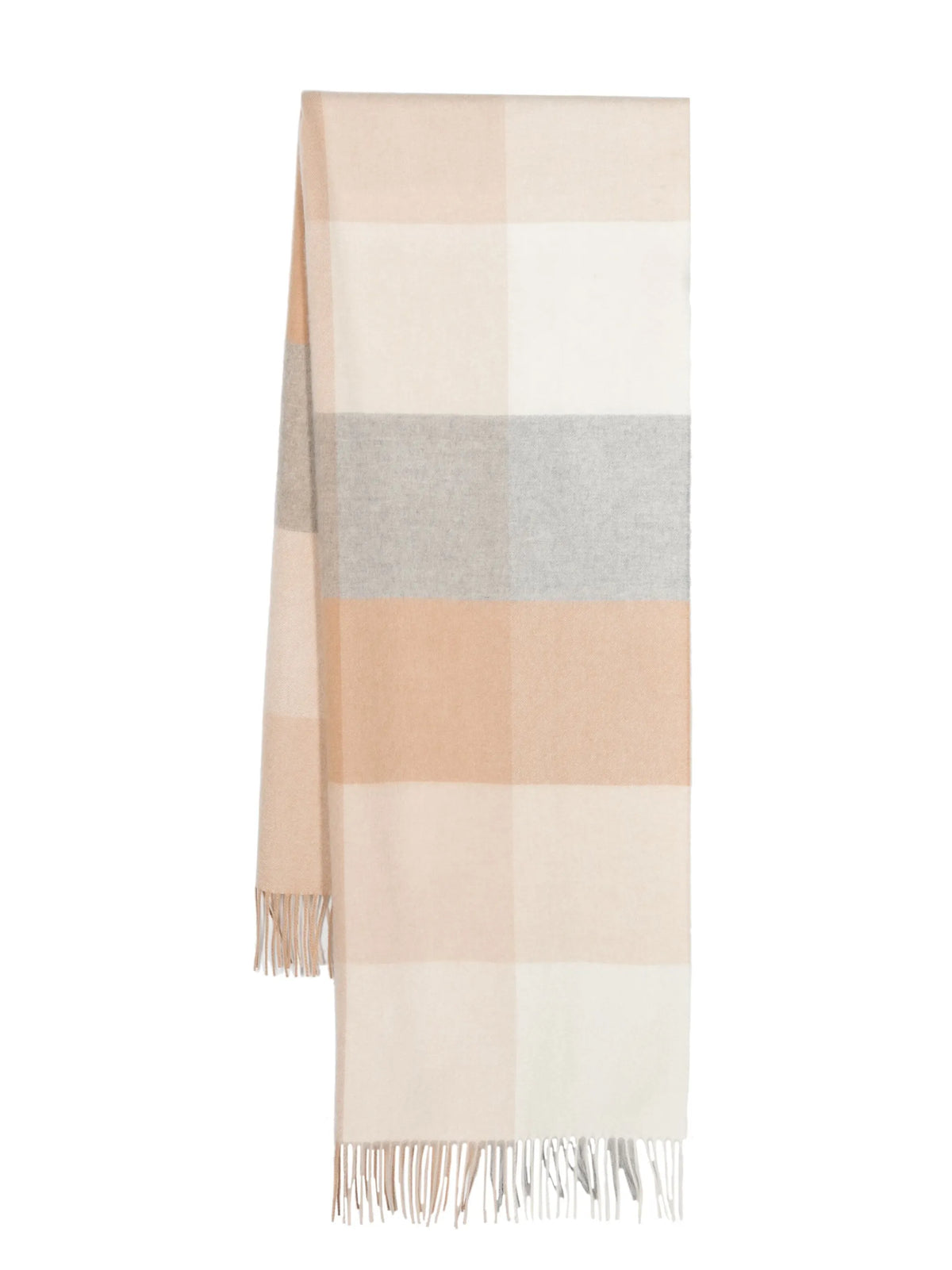 checkered cashmere fringed scarf