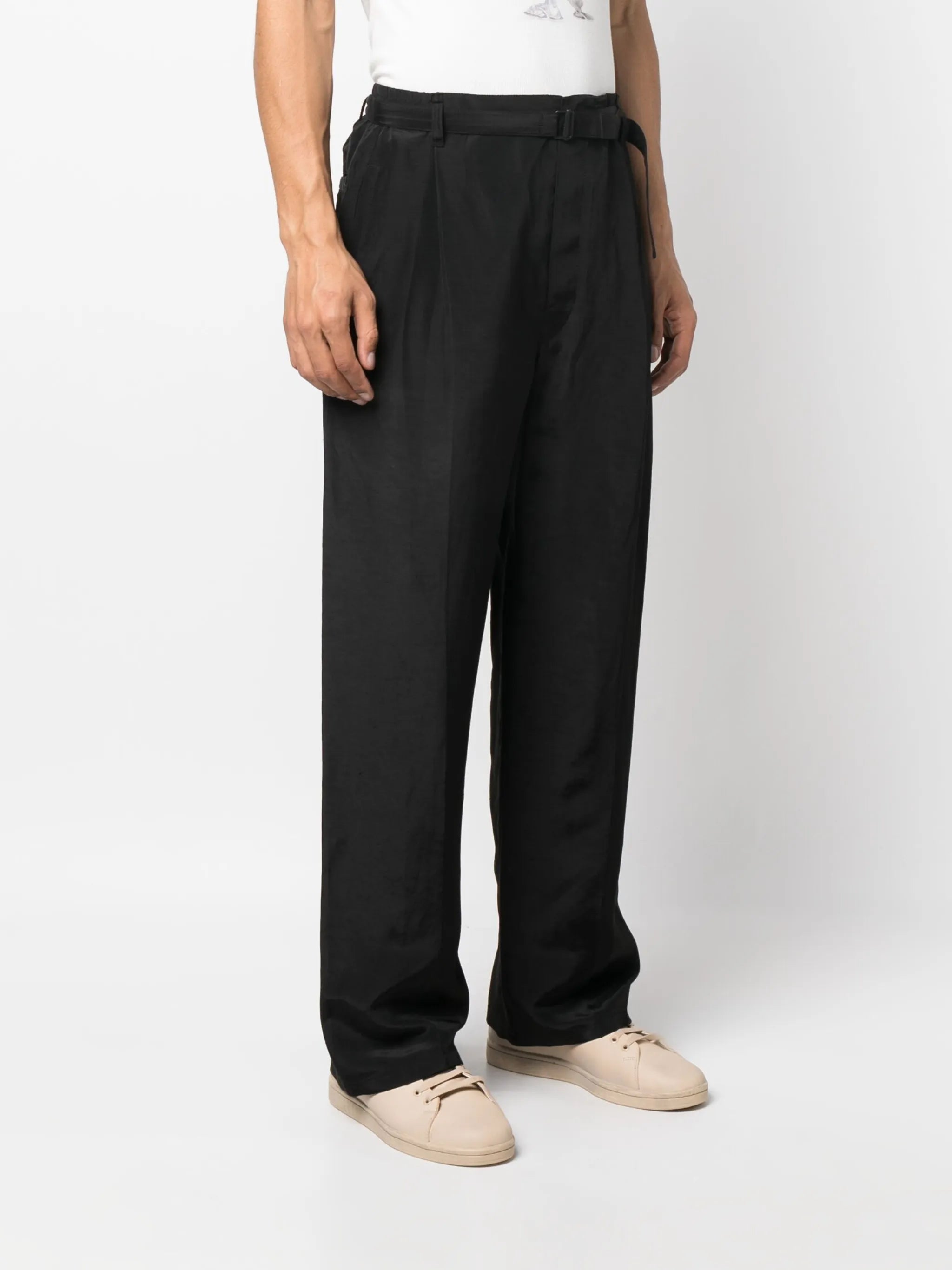 belted cotton trousers
