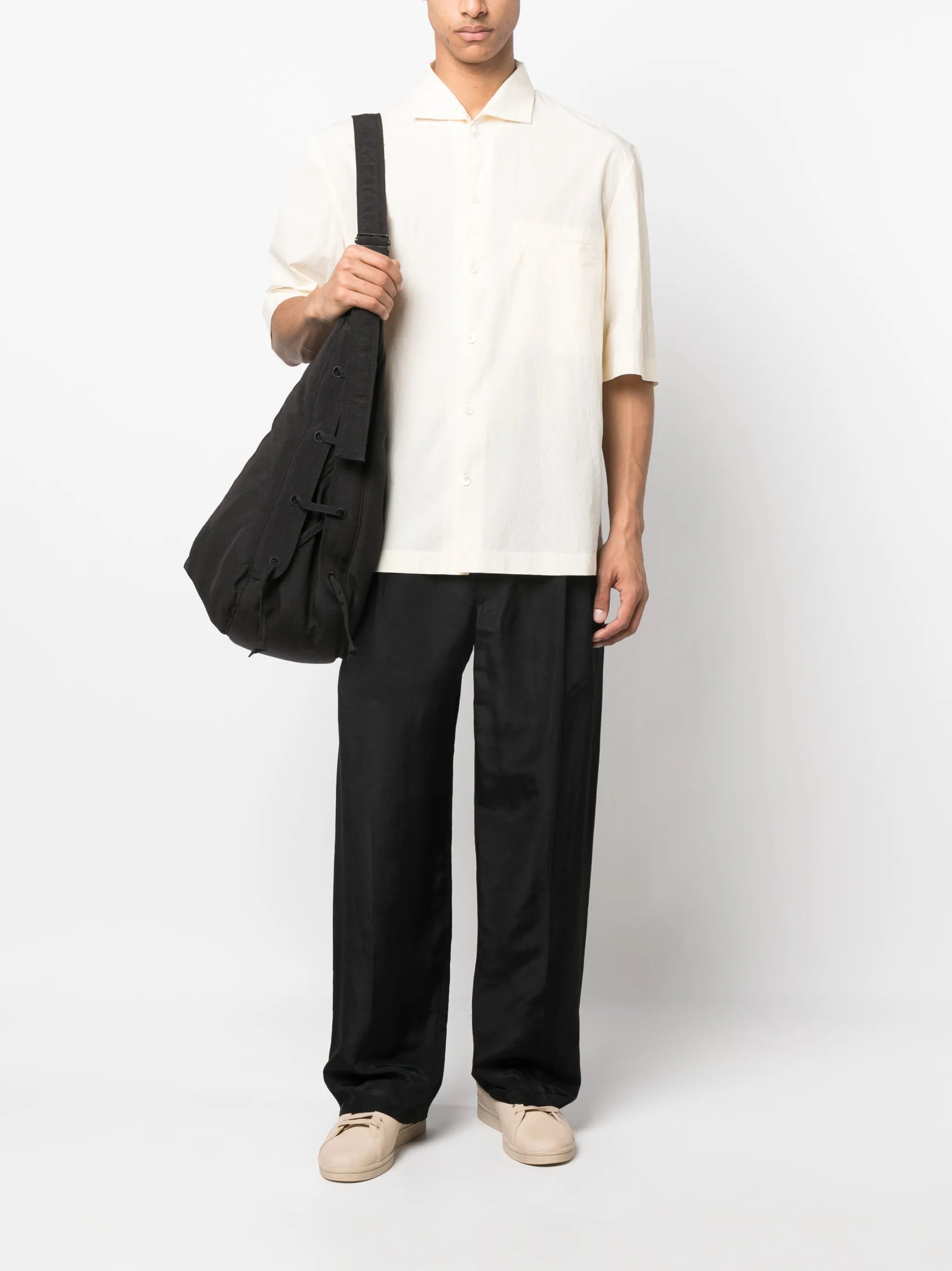 belted cotton trousers