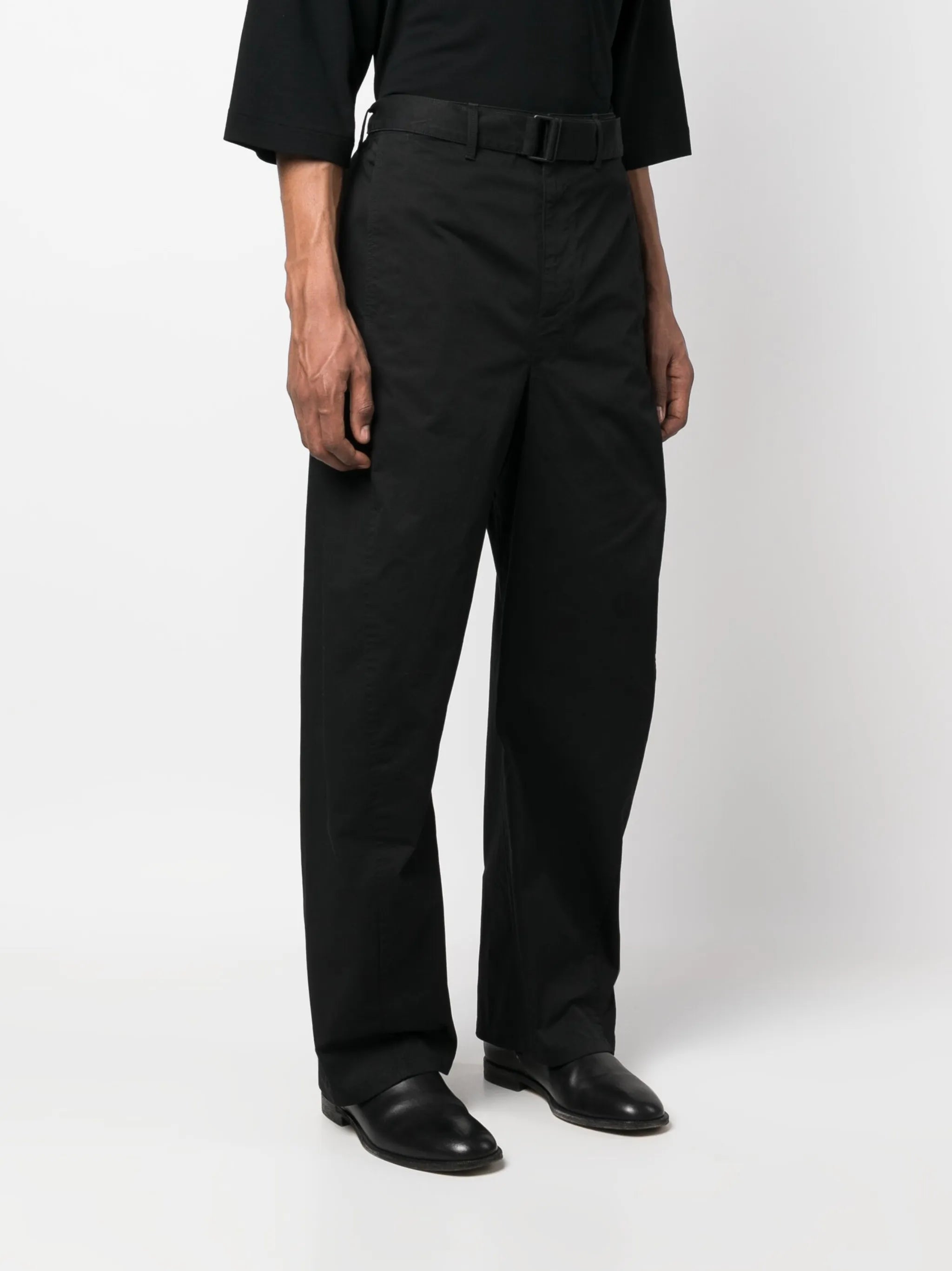 cotton-twill straight-leg trousers