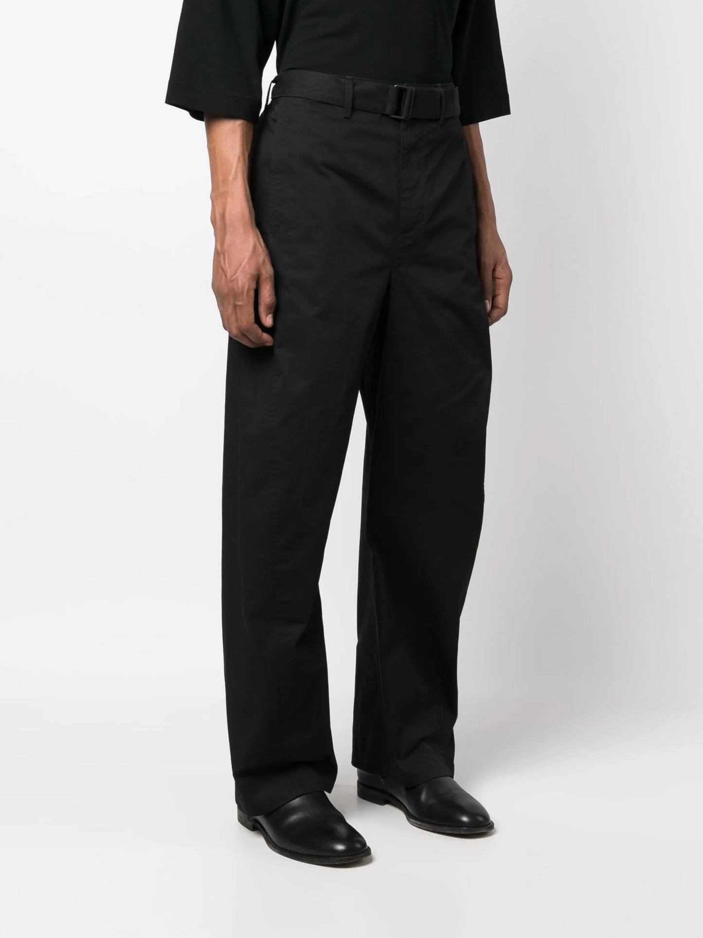 cotton-twill straight-leg trousers