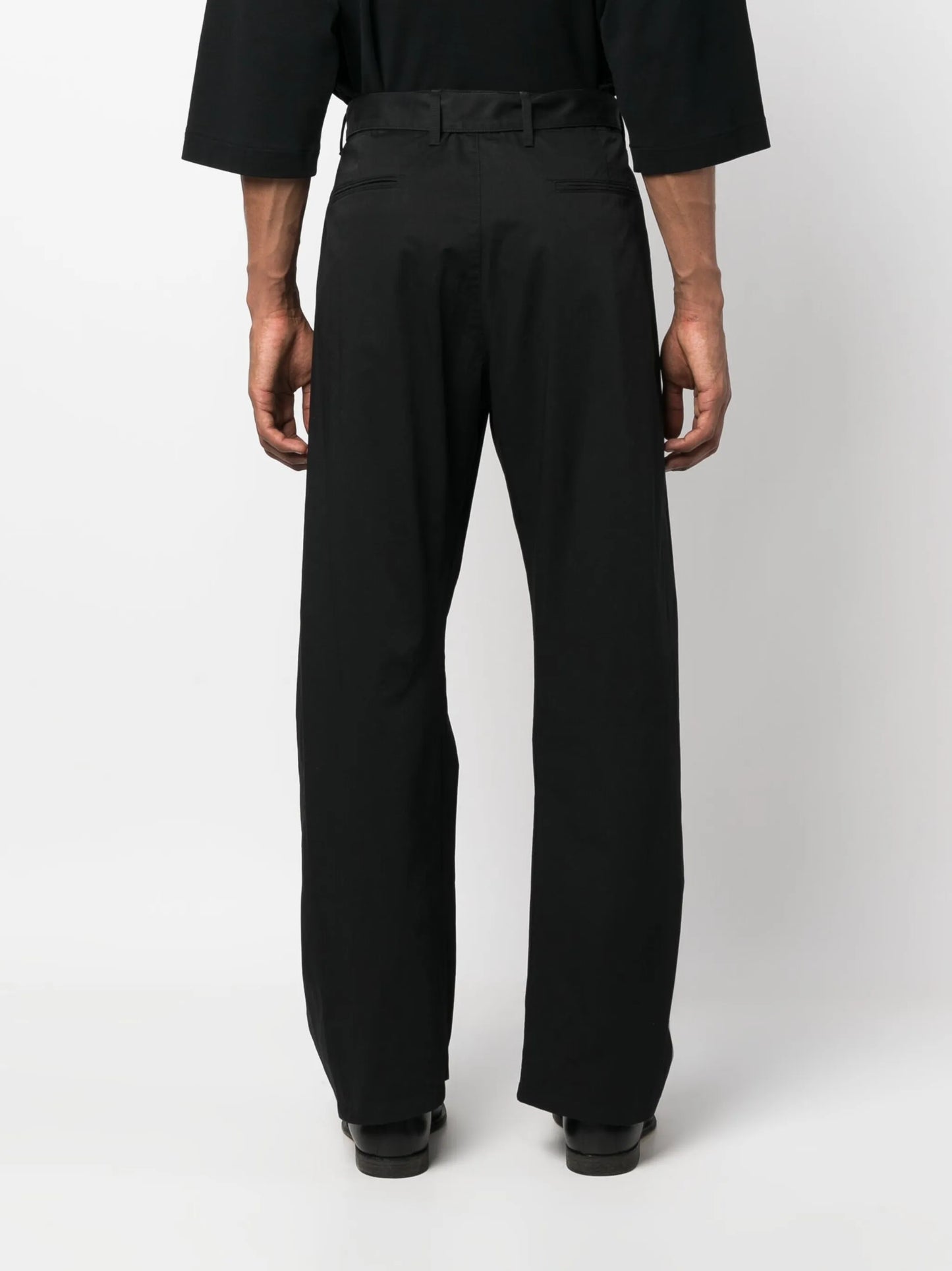cotton-twill straight-leg trousers