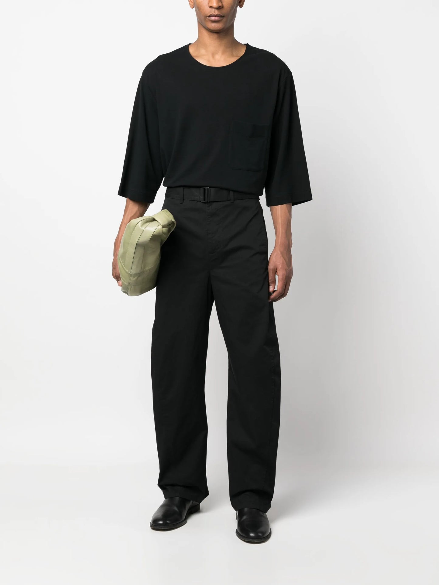 cotton-twill straight-leg trousers