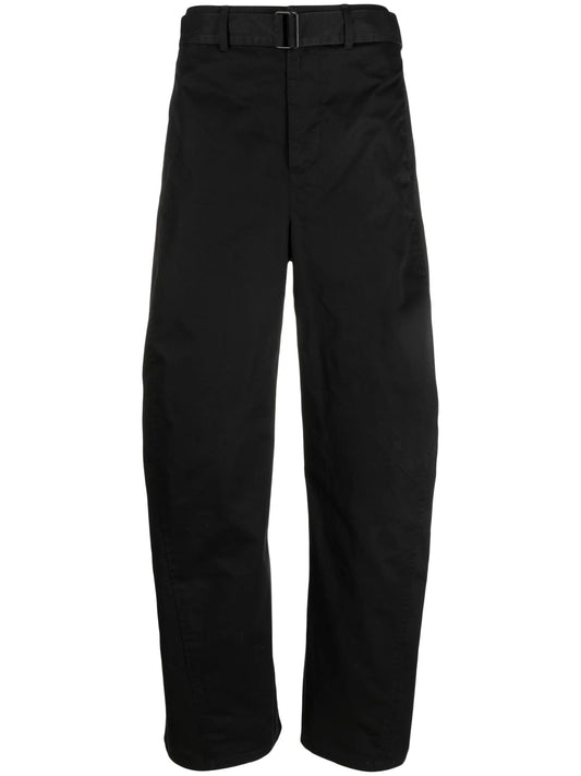cotton-twill straight-leg trousers