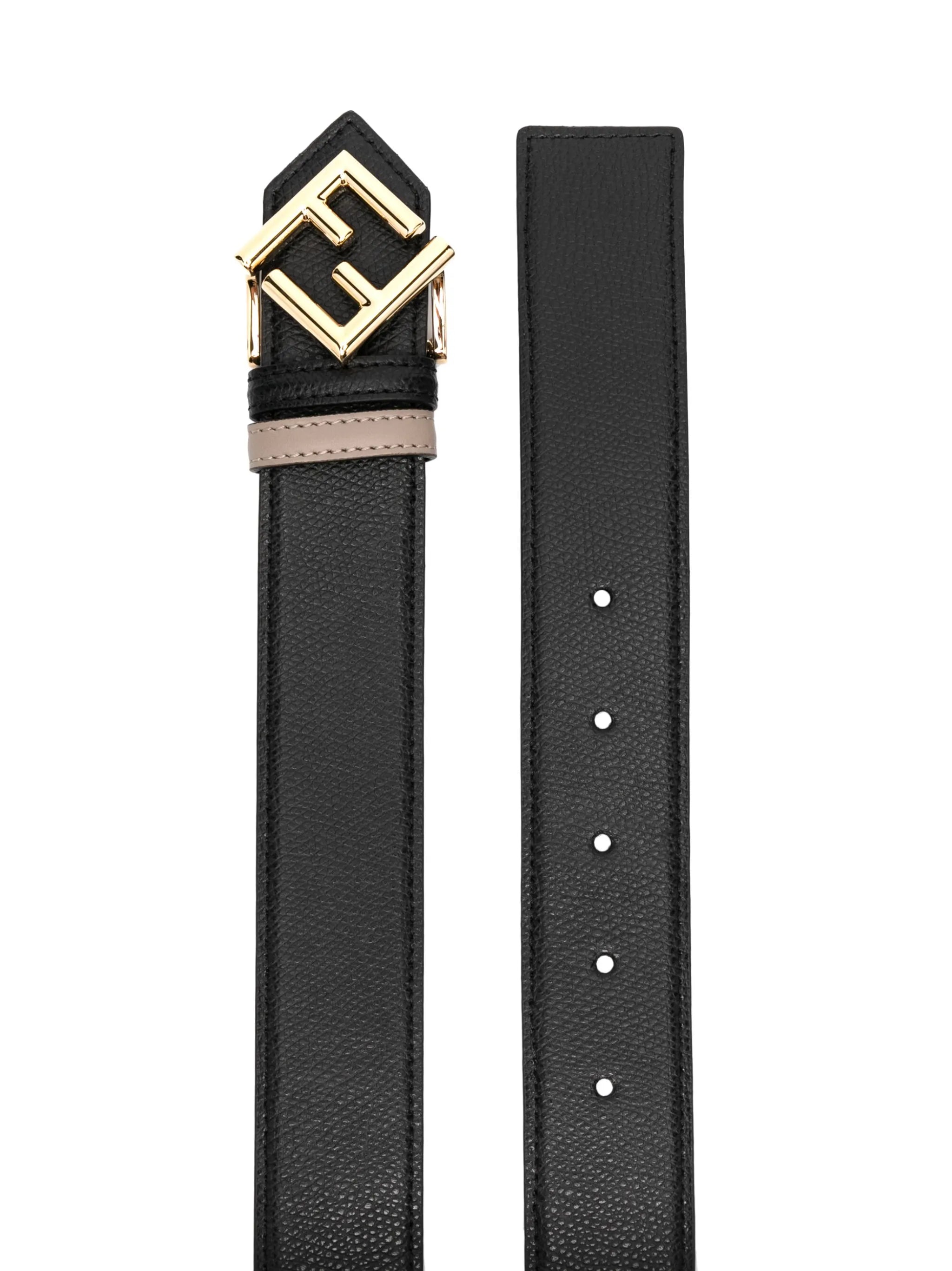 logo-buckle leather belt